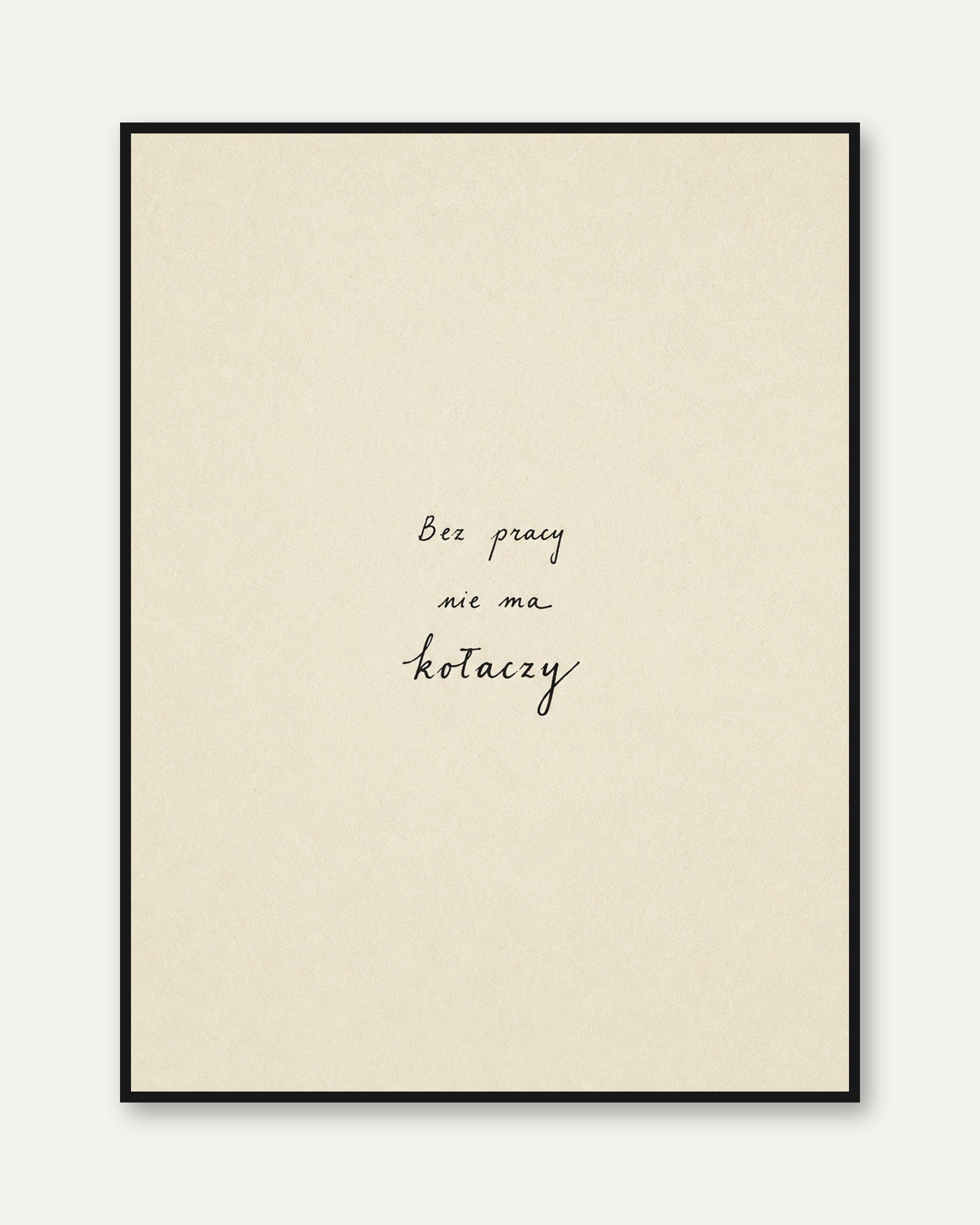 Polish Typography Art Print: Minimalist Beige Text Poster - framed