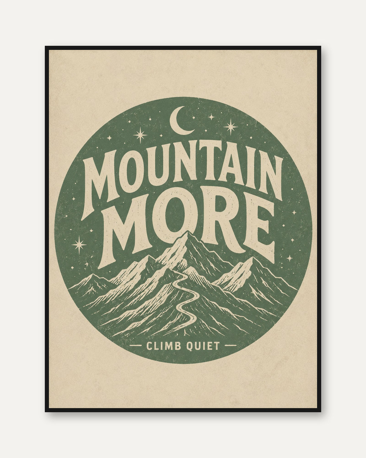 Mountain Wall Art: Retro Typography - framed