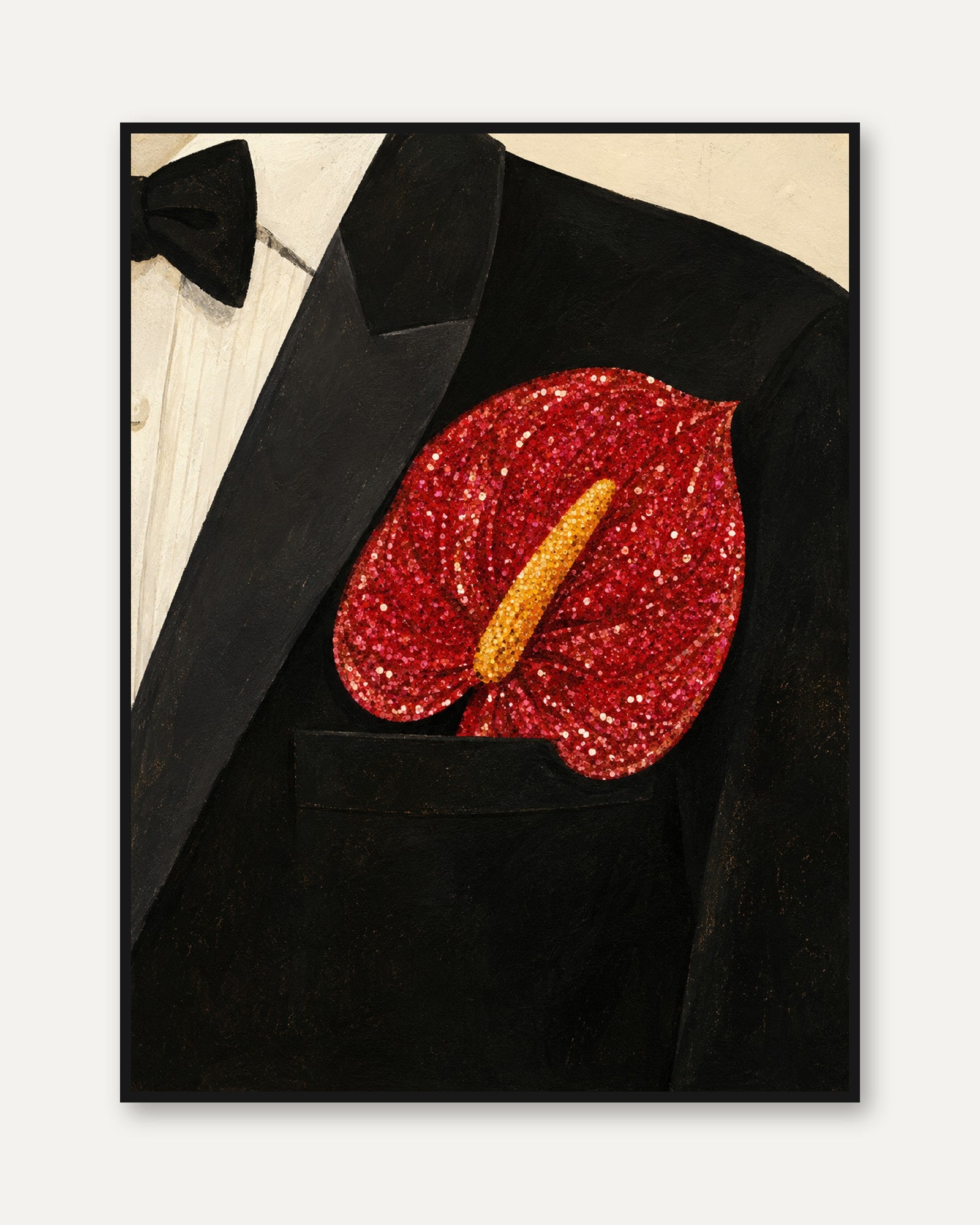Anthurium Wall Art – Red Floral Print - framed