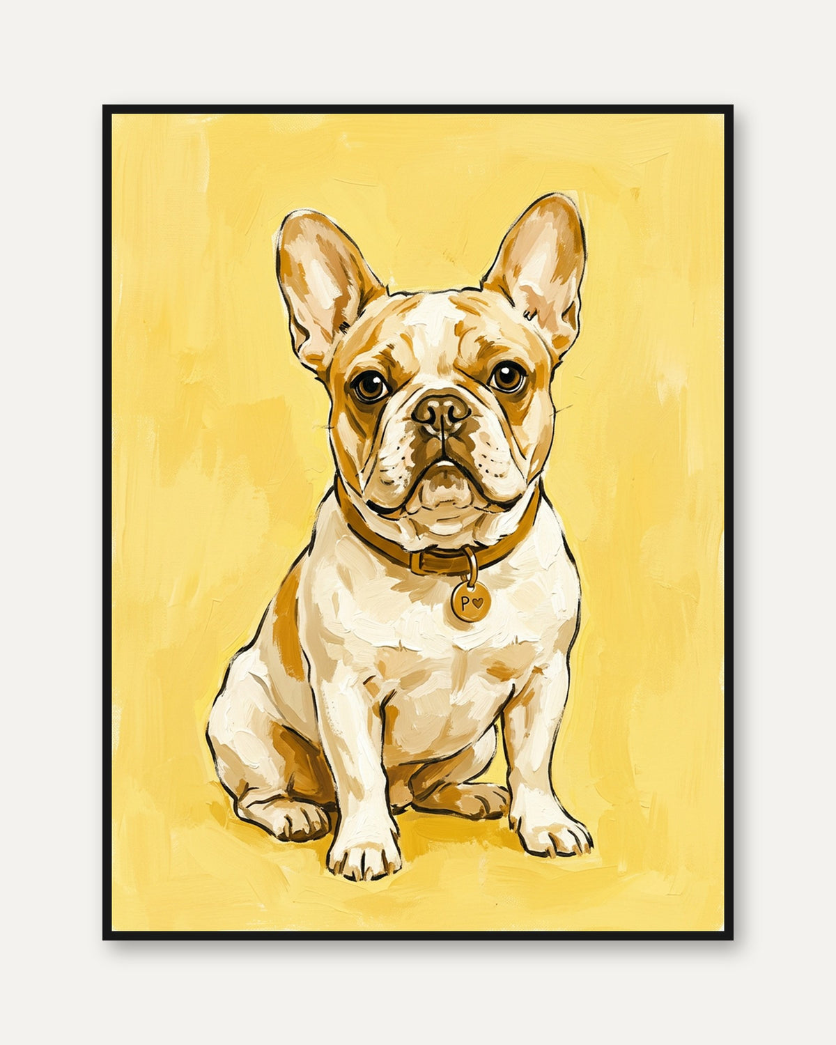 French Bulldog Wall Art: Bright Yellow - framed