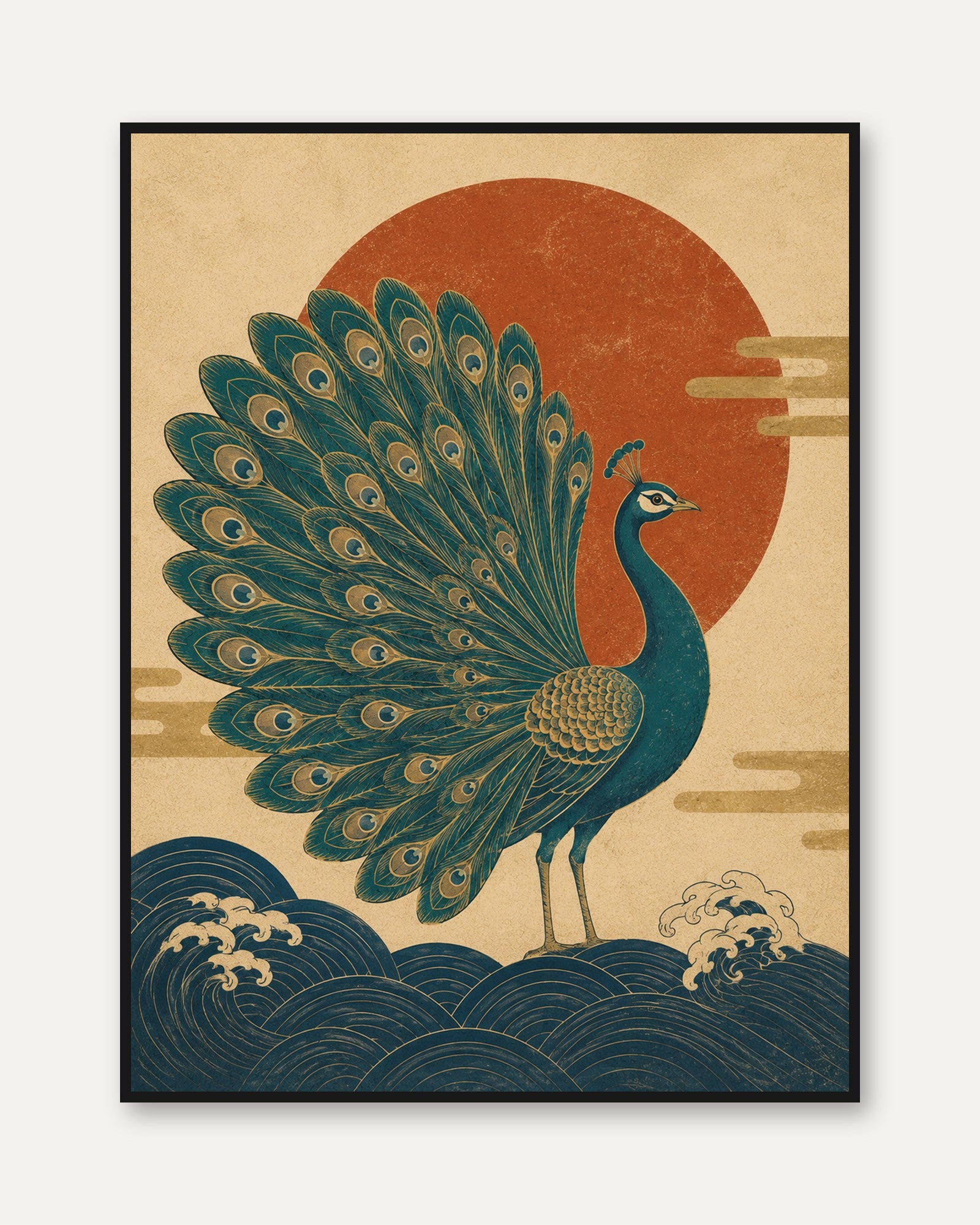 Japanese Peacock Print - framed