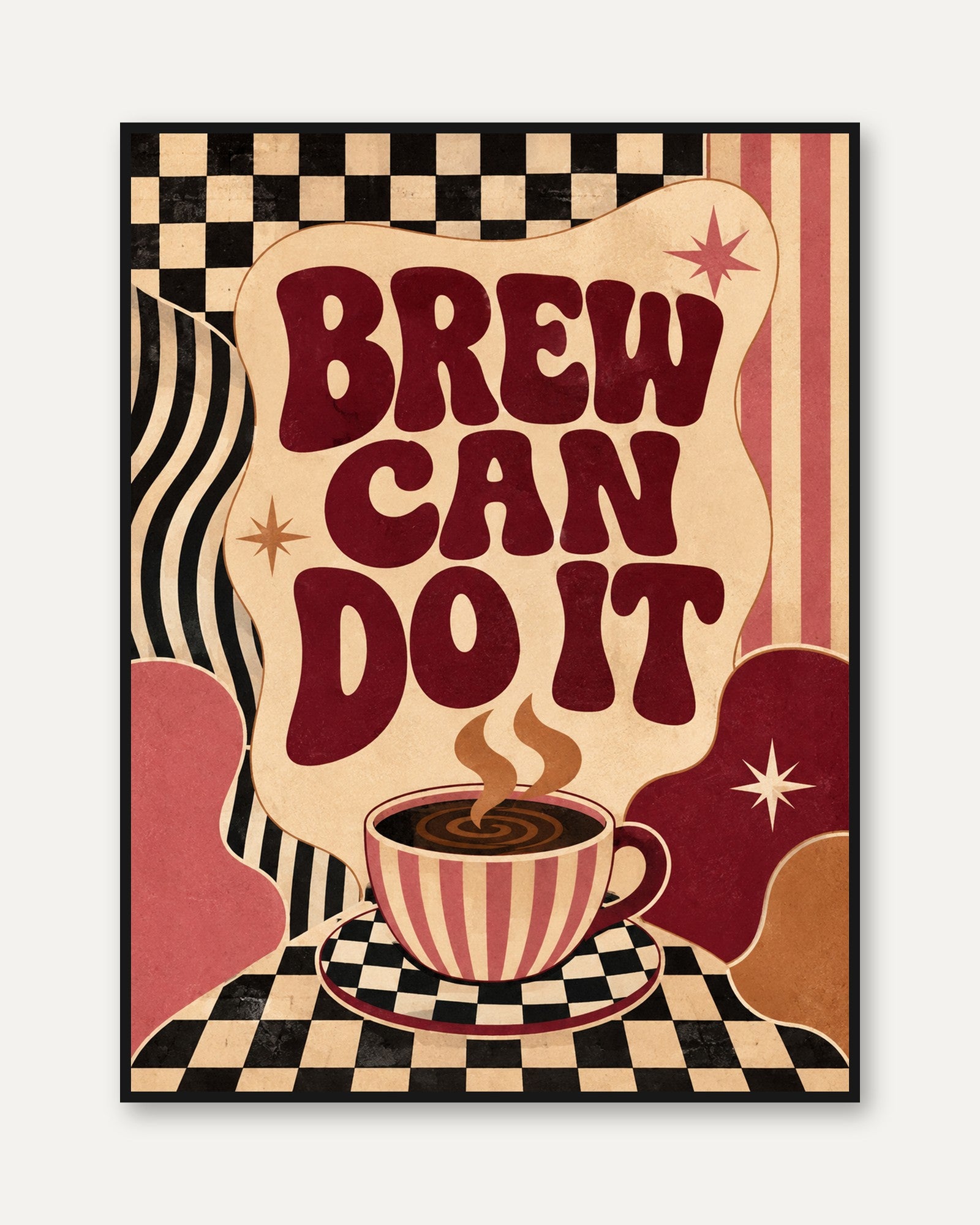 Coffee Wall Art Print: Retro Typography - framed