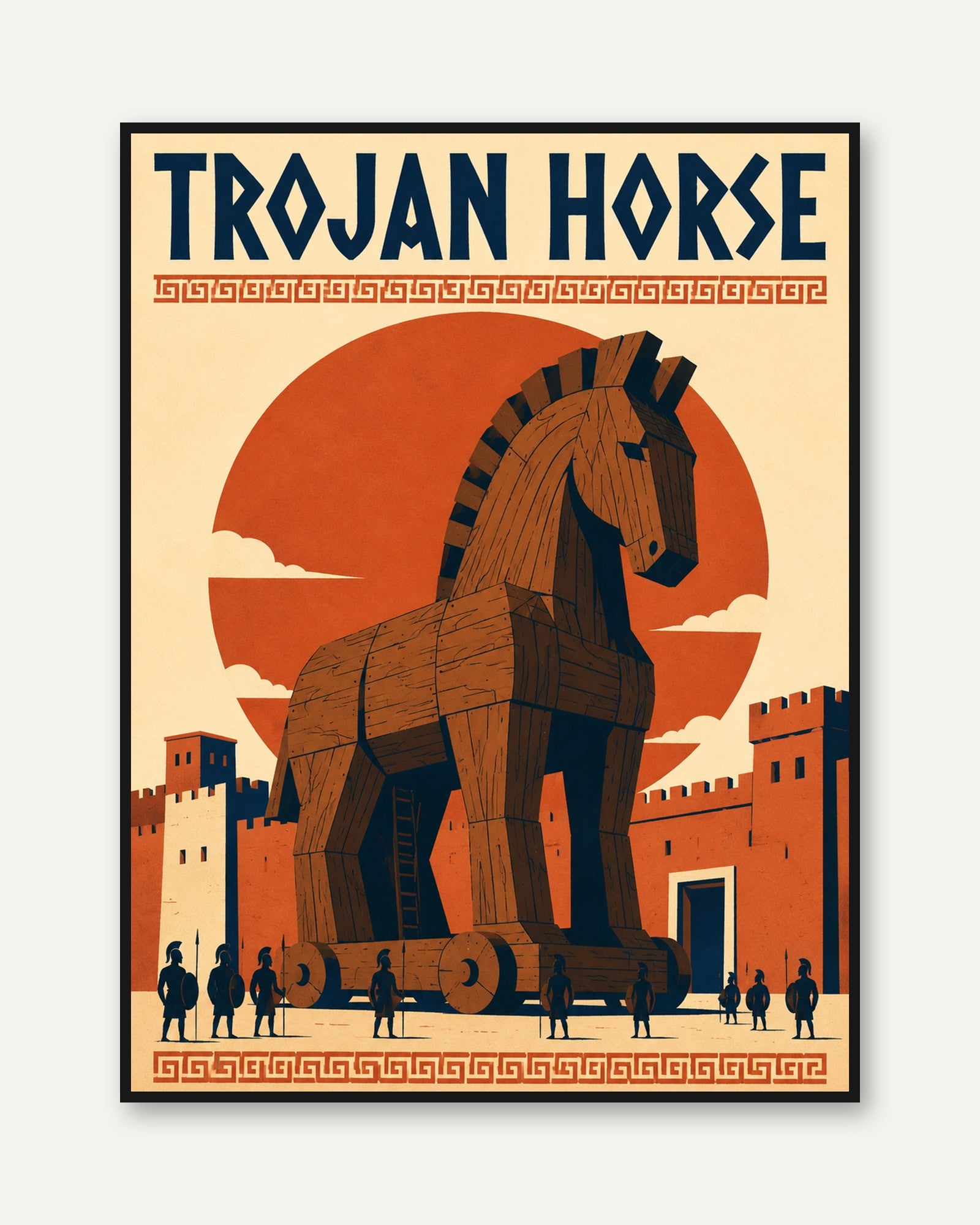 Greek Mythology Poster – Trojan Horse Wall Art - framed
