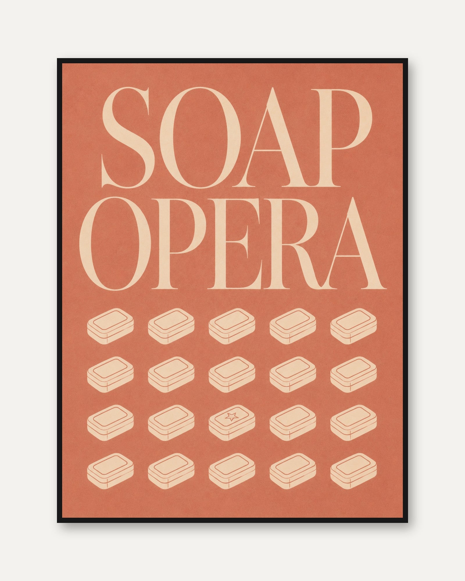 Soap Opera Bathroom Print: Retro Typography - framed