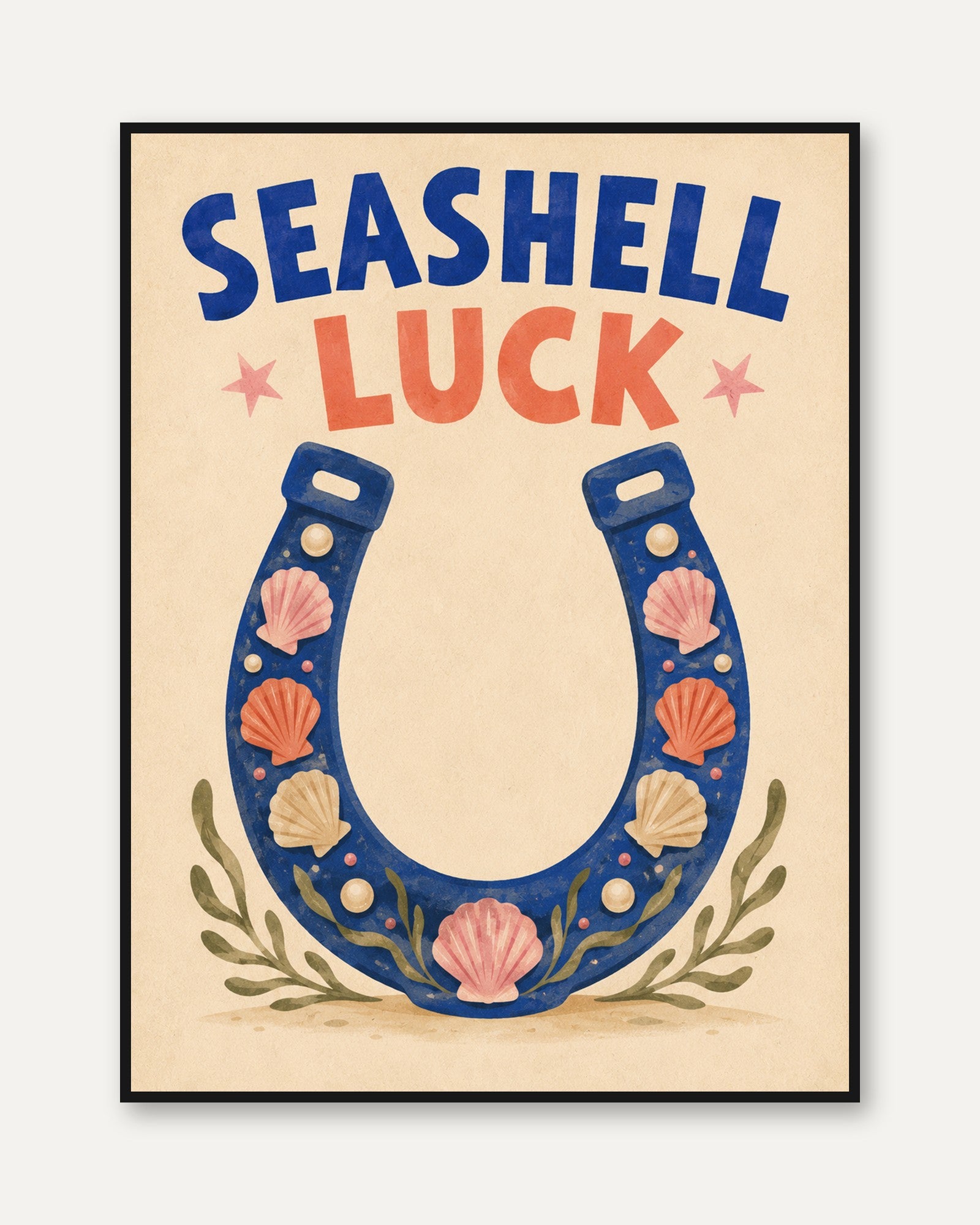 Seashell Wall Art – Coastal Luck Print - framed
