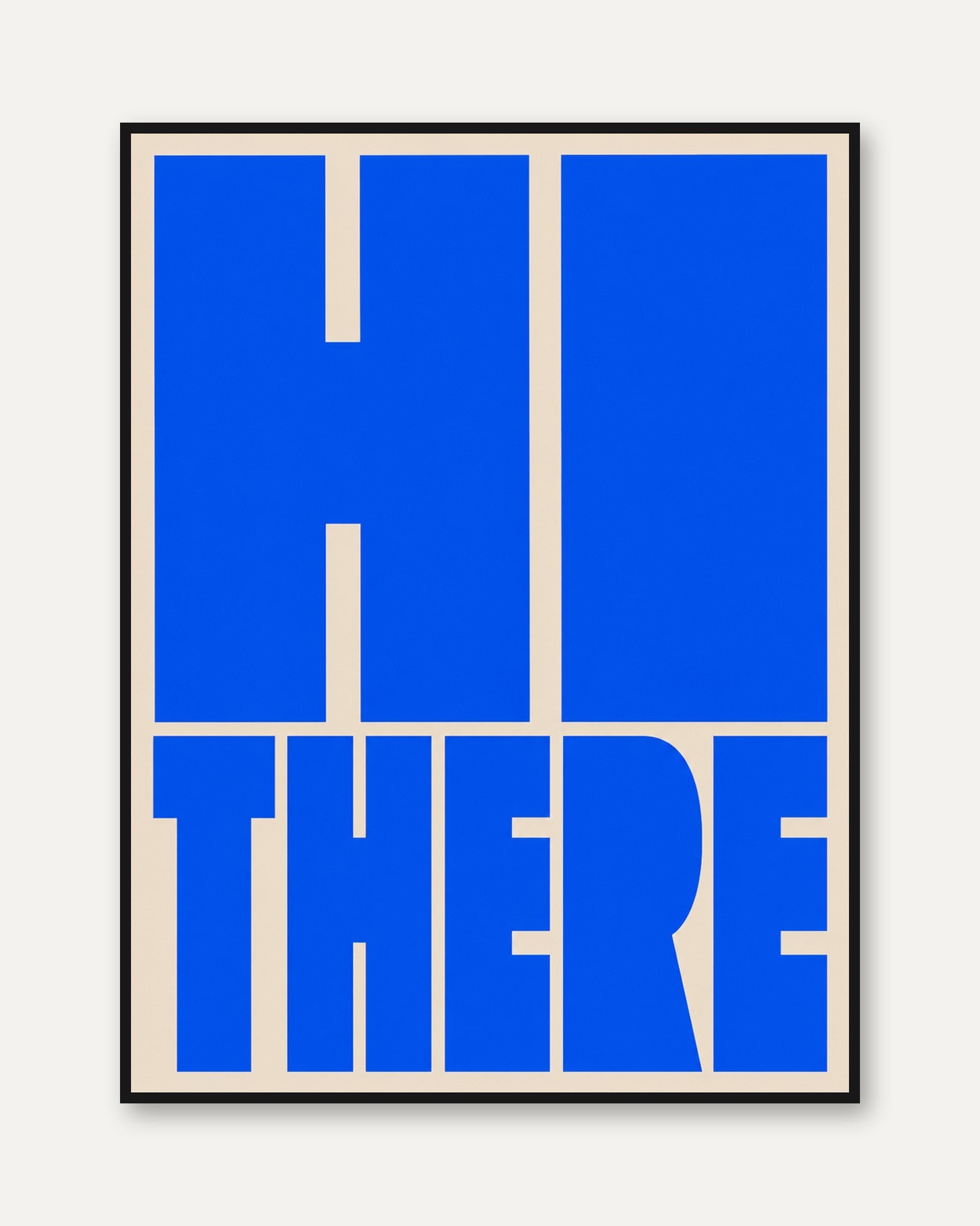 Hi There Typography Print — Bold Blue Retro Lettering - framed