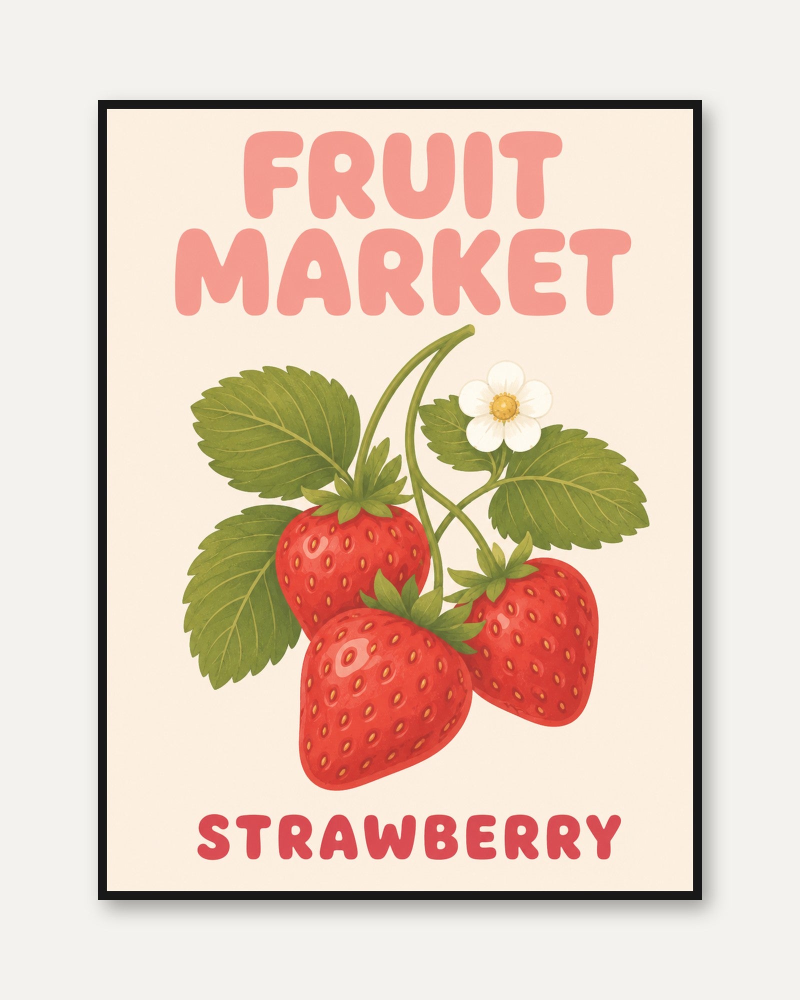 Strawberry Kitchen Print – Fruit Market Wall Art - framed