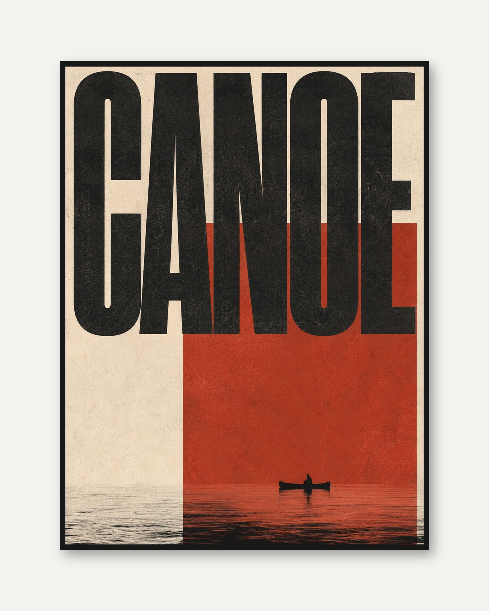 Canoe Wall Art – Minimalist Typography Print - framed