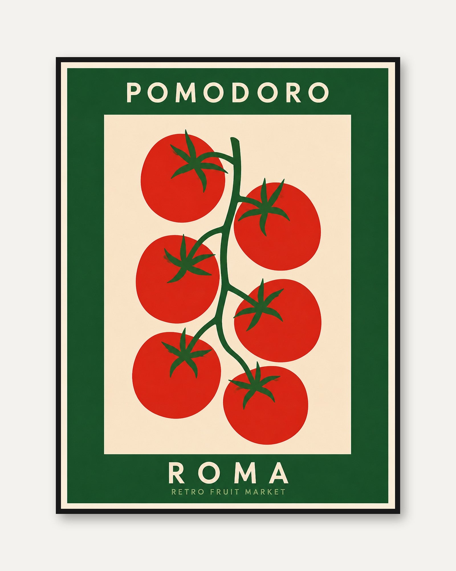 Tomato Vine Poster: Vintage Italian Market Style Wall Art - framed