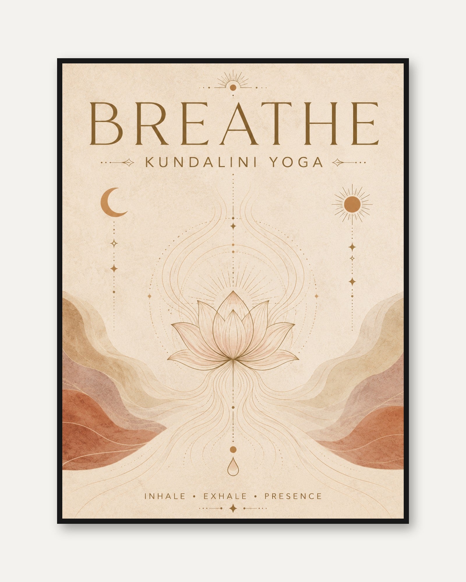 Boho Spiritual Yoga Print – Lotus Flower - framed