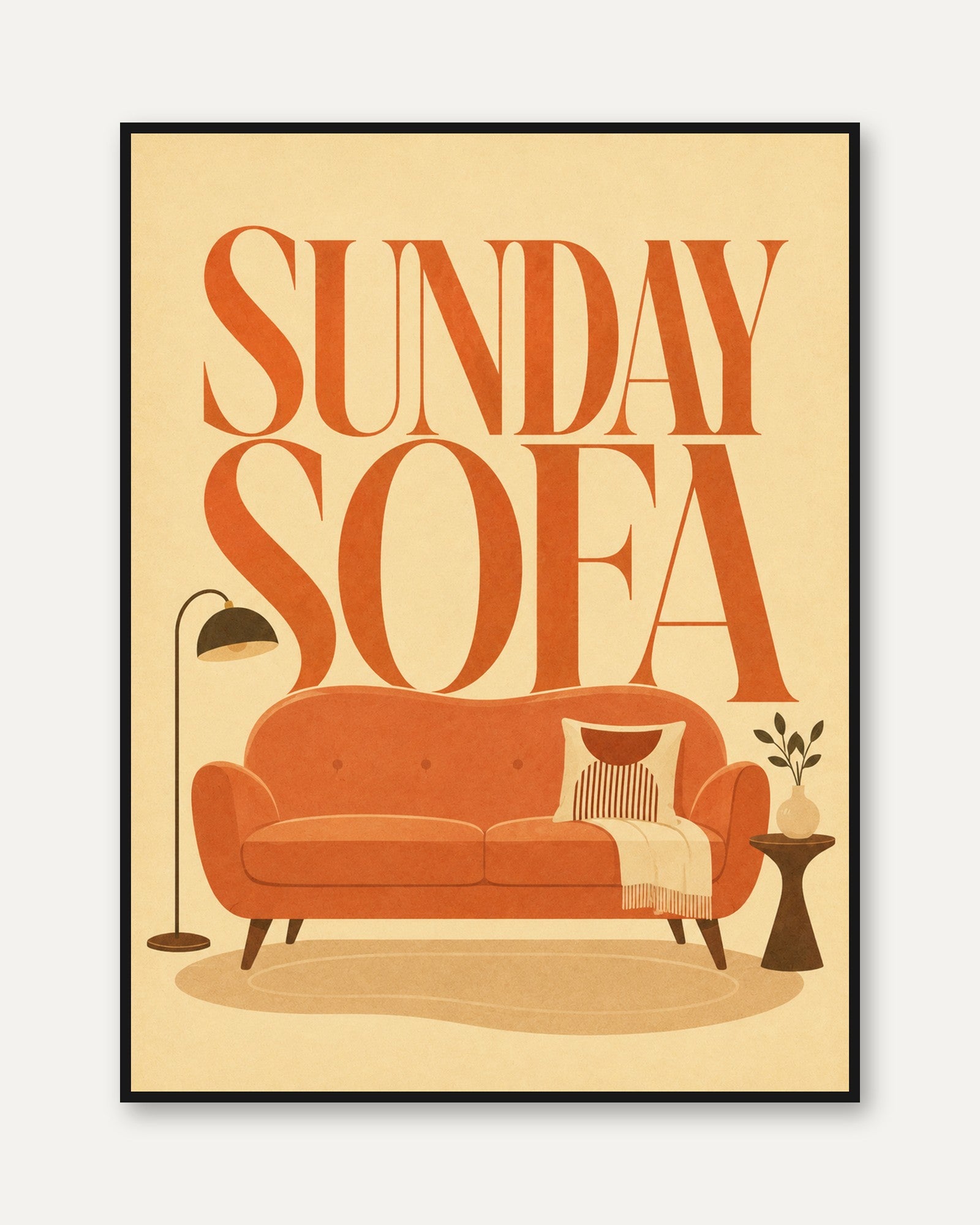Sunday Sofa Wall Art: Mid-Century Modern - framed