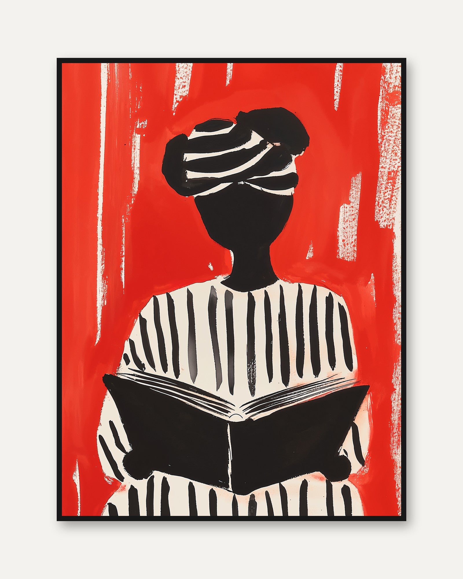 Reading Wall Art: Bold Graphic Print – Black - framed