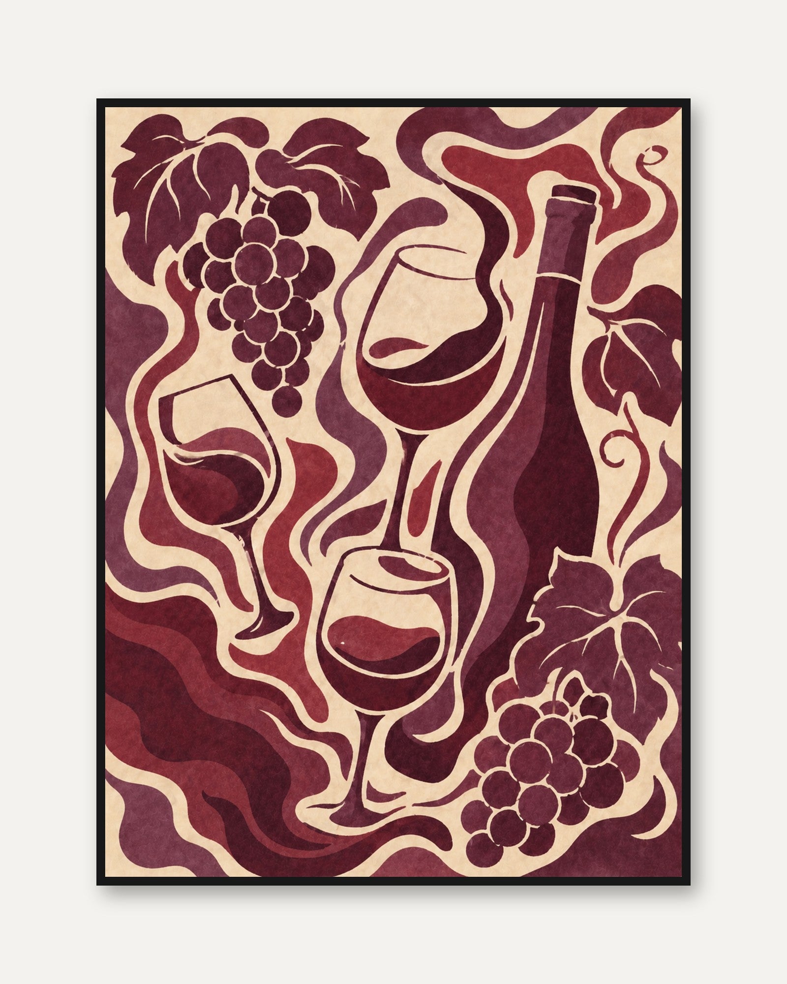 Wine Wall Art – Wine Bottle Print - framed