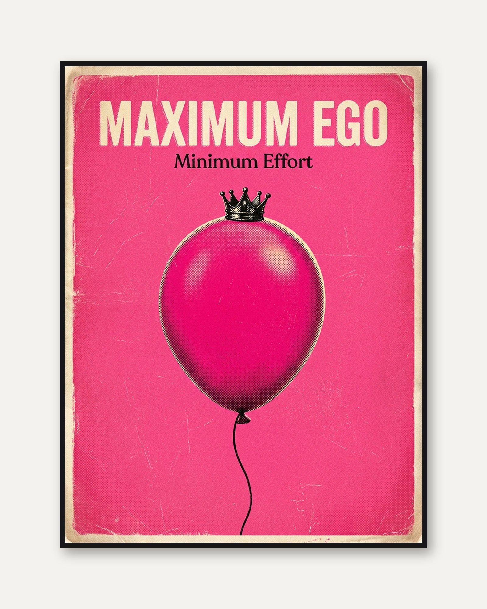 Retro Pop Art Balloon Print – Crowned Pink Balloon - framed