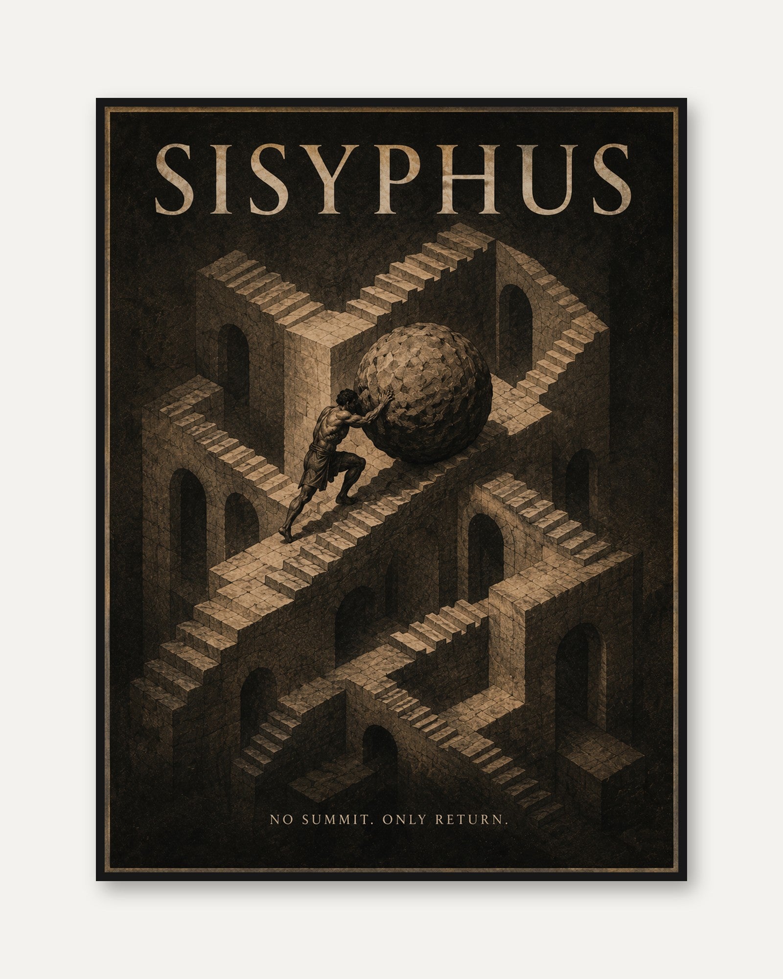 Sisyphus Wall Art – Greek Mythology Poster - framed