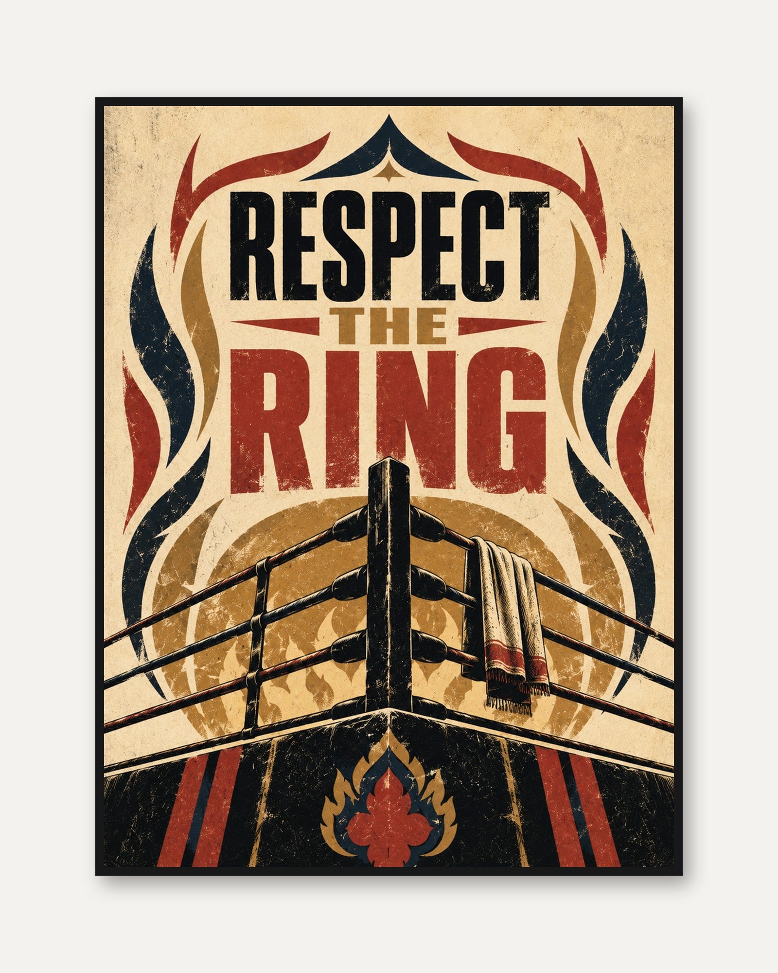 Vintage Boxing Ring Poster - framed