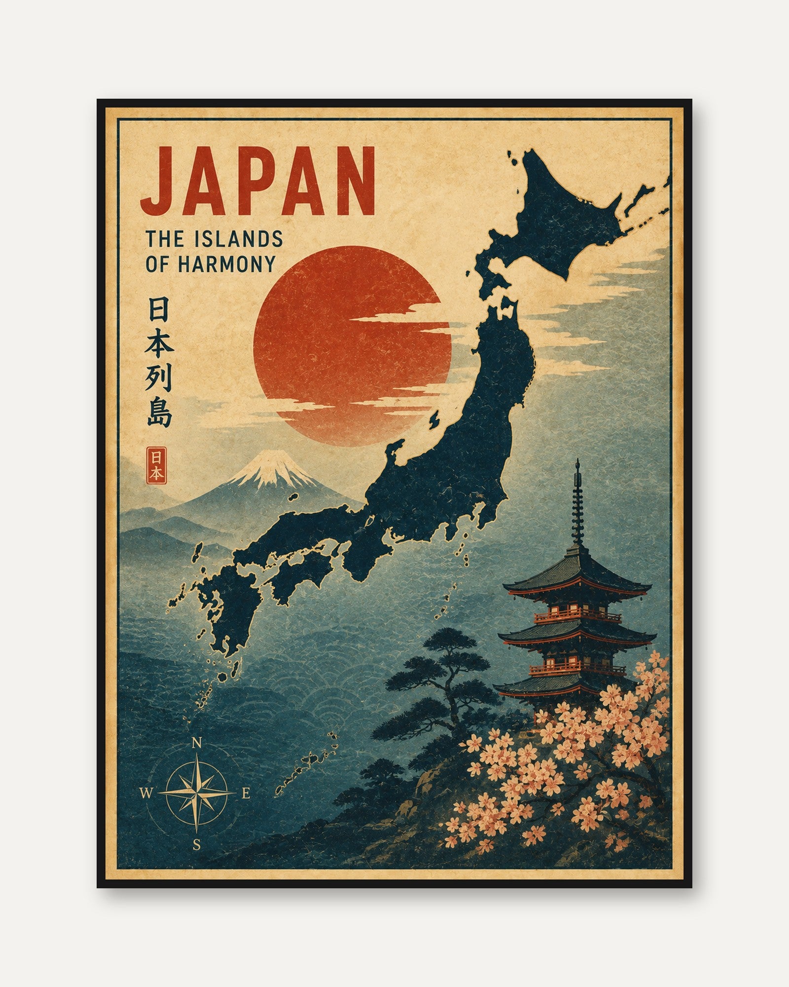 Japan Travel Poster – Vintage Japanese Wall Art - framed