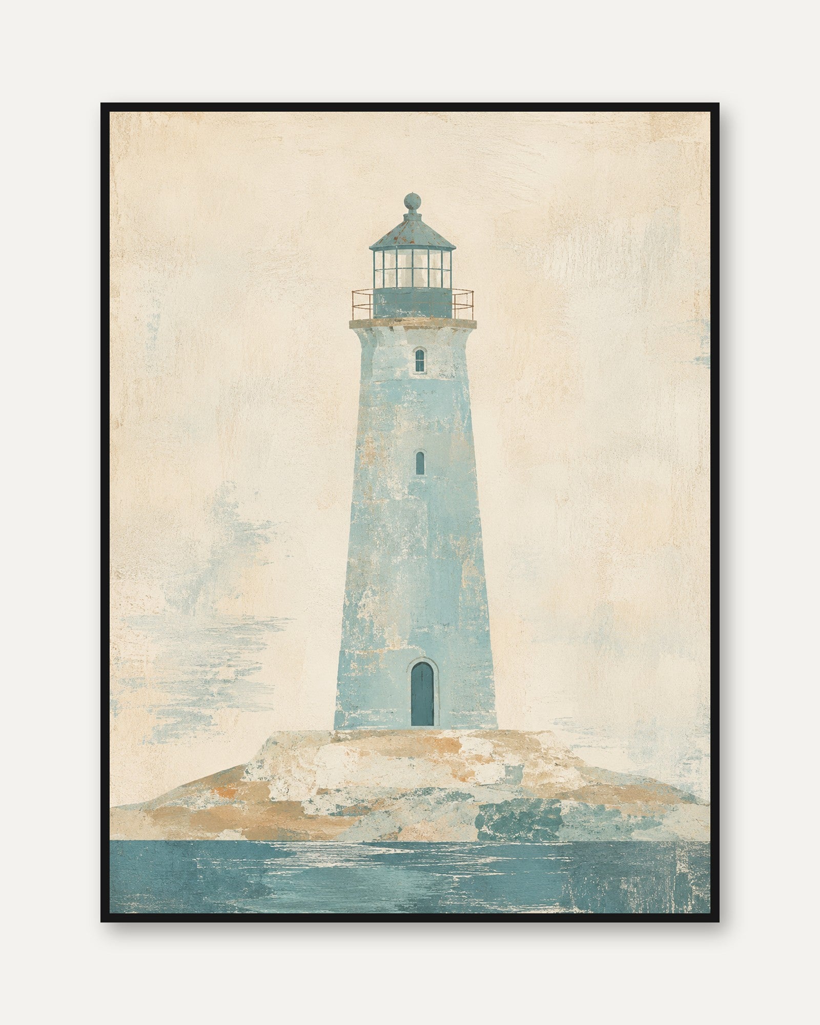 Lighthouse Wall Art – Coastal Vintage Print - framed