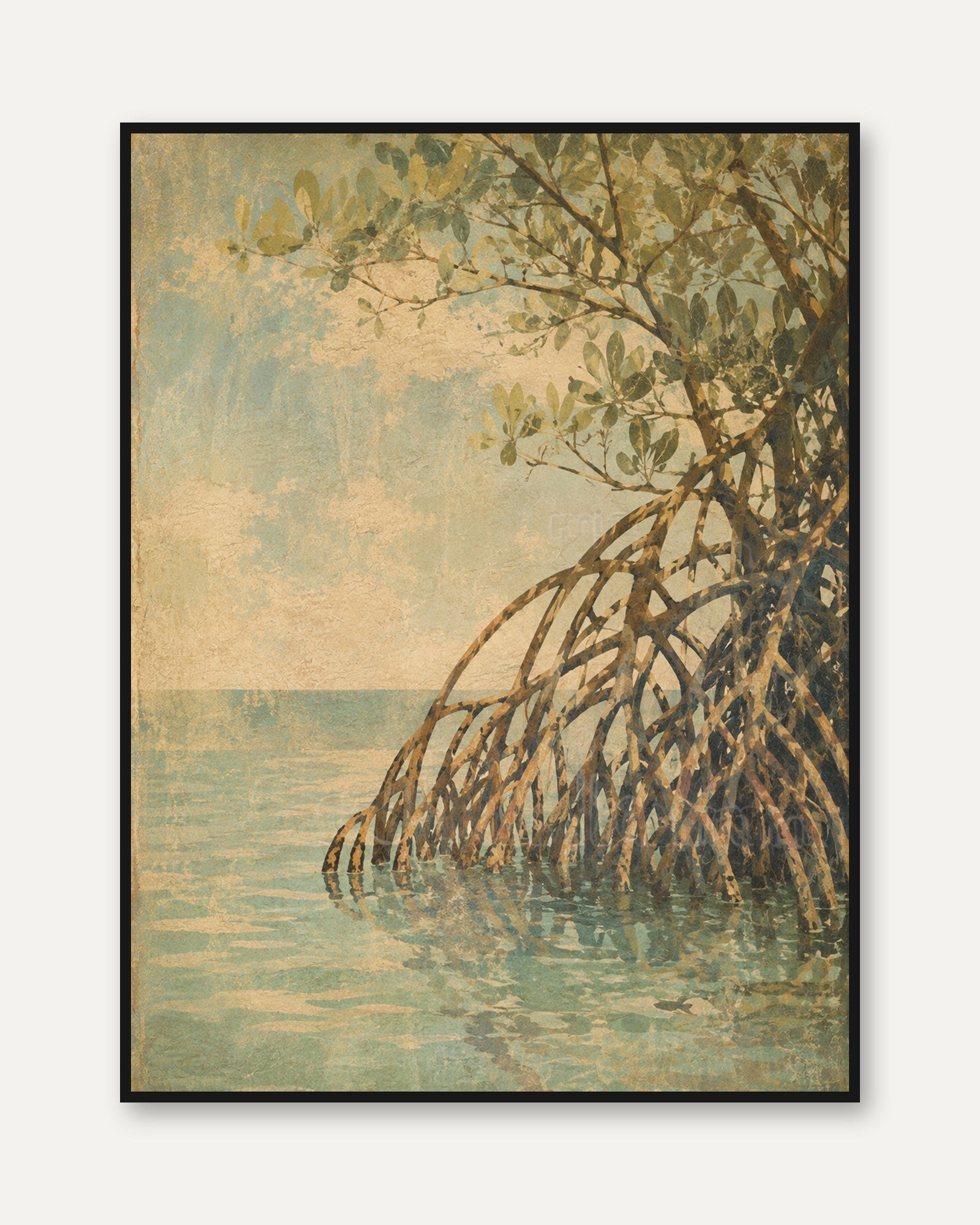 Mangrove Tree Wall Art – Coastal Nature Print - framed