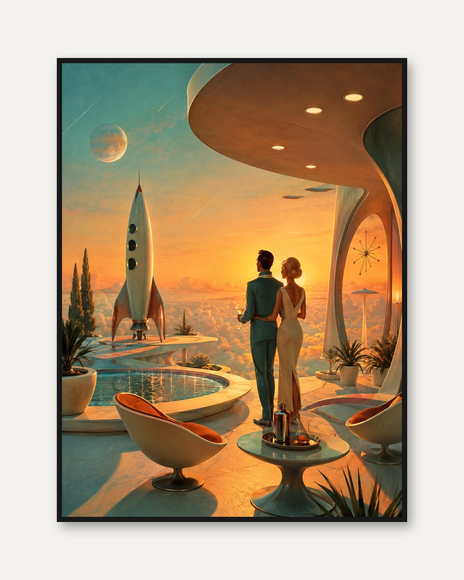 Retro Futuristic Wall Art - framed