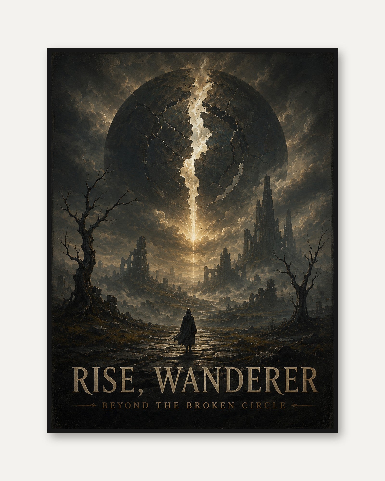 Fantasy Landscape Poster – Dark Surreal Wall Art - framed