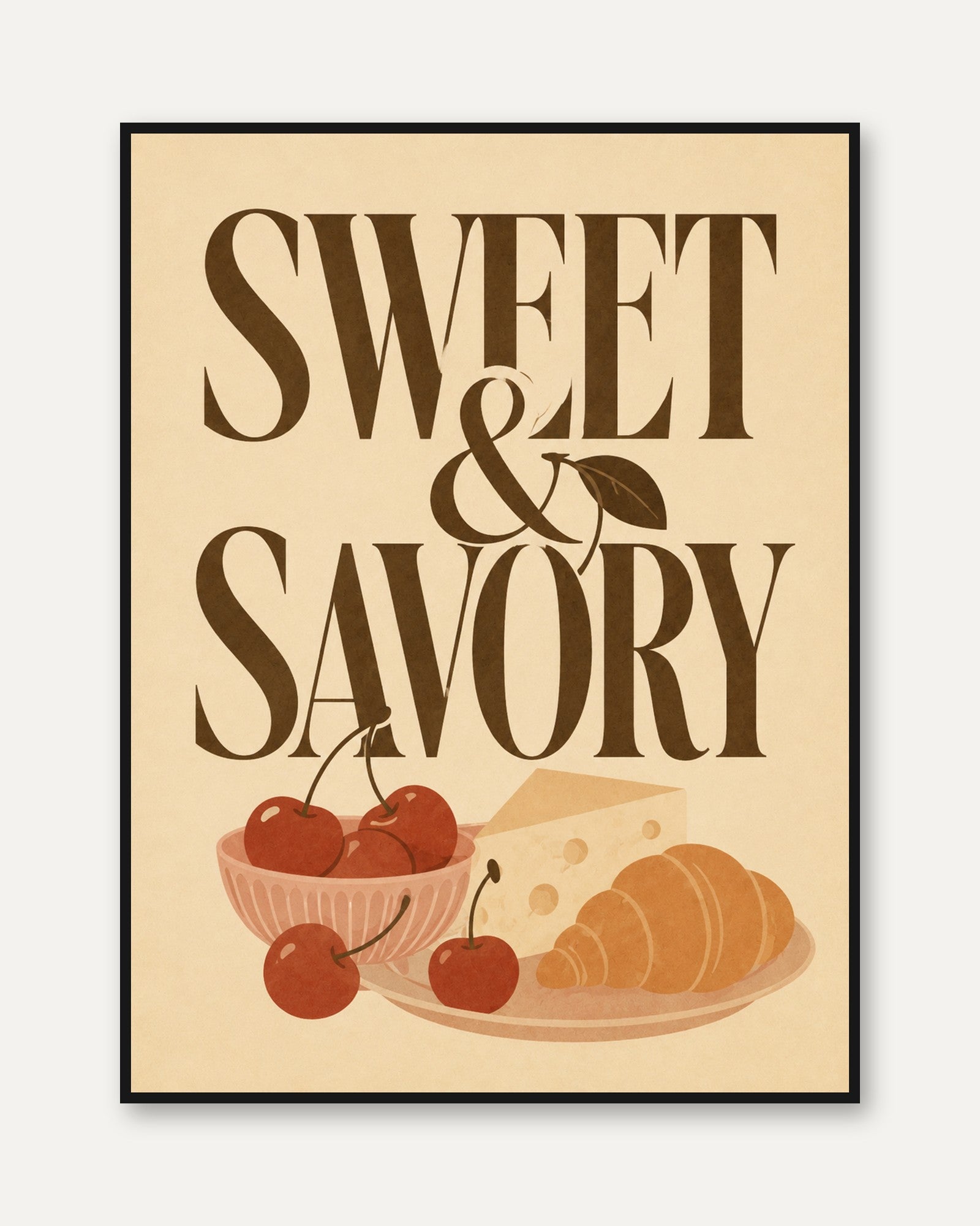 Sweet & Savory Wall Art: Retro Food Poster (Dining Room or Cafe) - framed