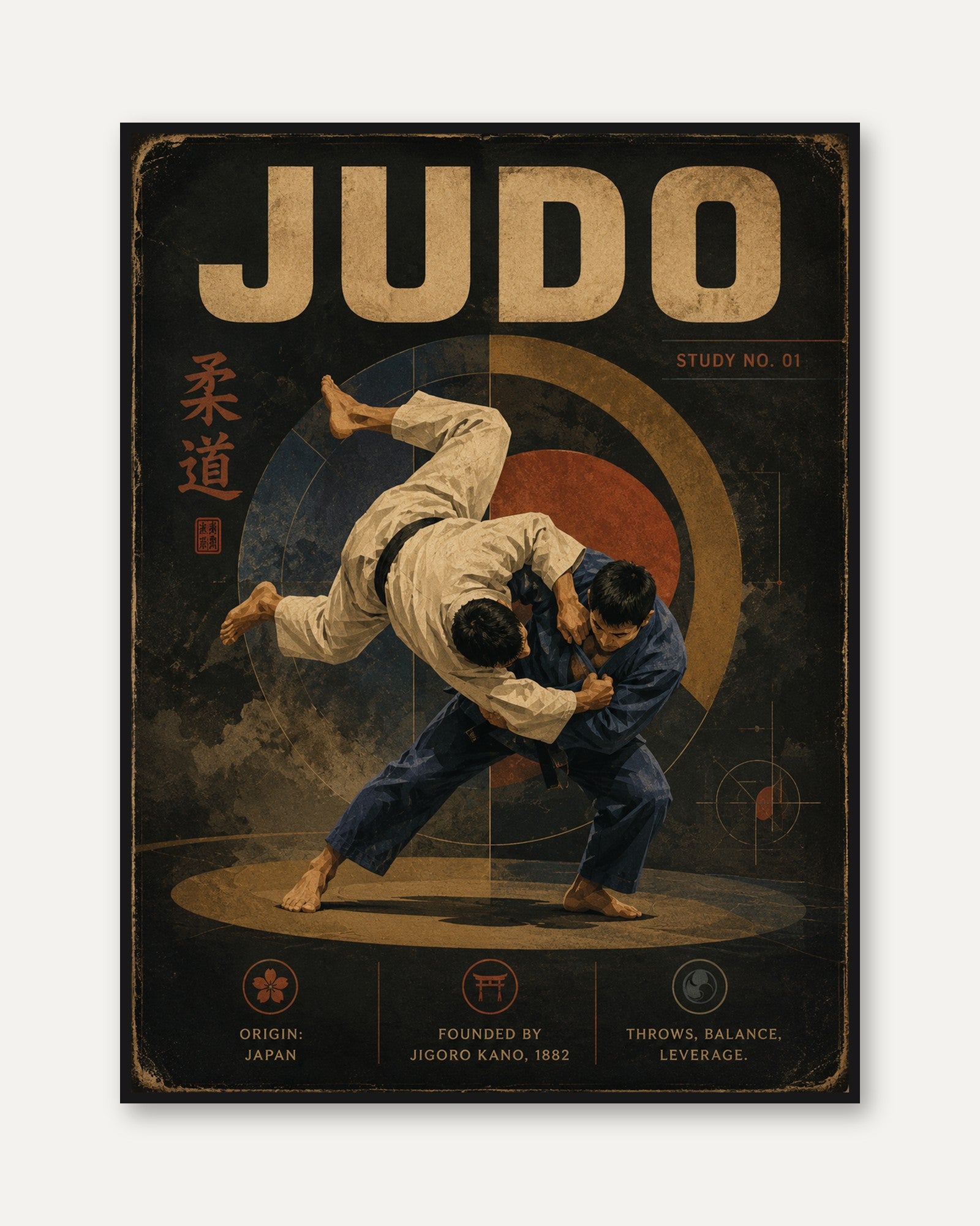 Judo Martial Arts Poster: Vintage Japanese Sports Design Print - framed