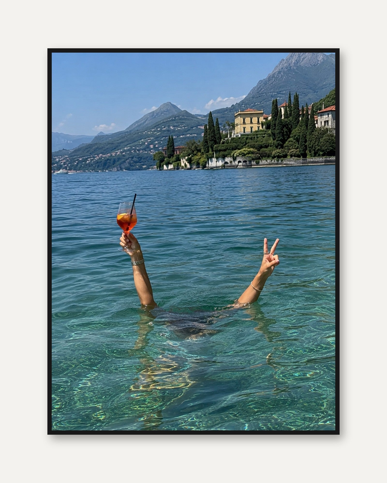 Italian Lake Summer Print – Vacation Wall Art - framed