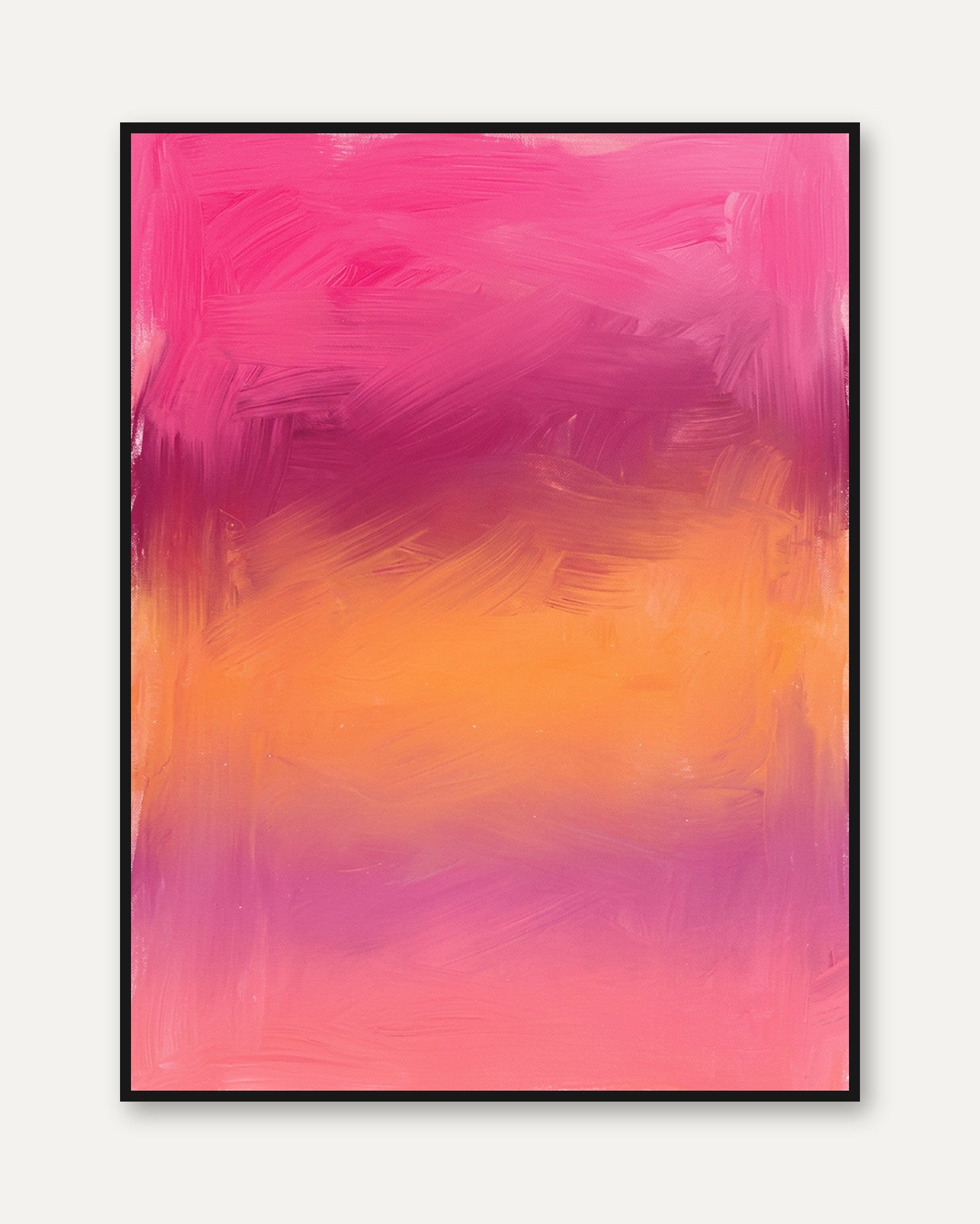 Abstract Gradient Print — Pink Orange Sunset Ombre - framed