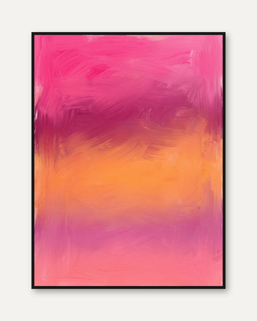Abstract Gradient Print — Pink Orange Sunset Ombre - framed