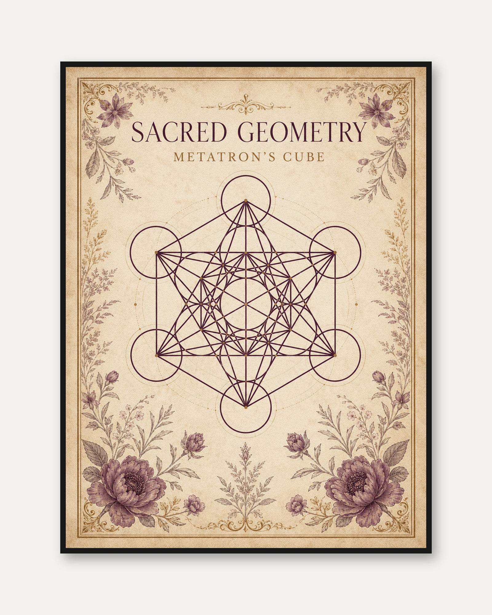Metatron's Cube Sacred Geometry Print - framed
