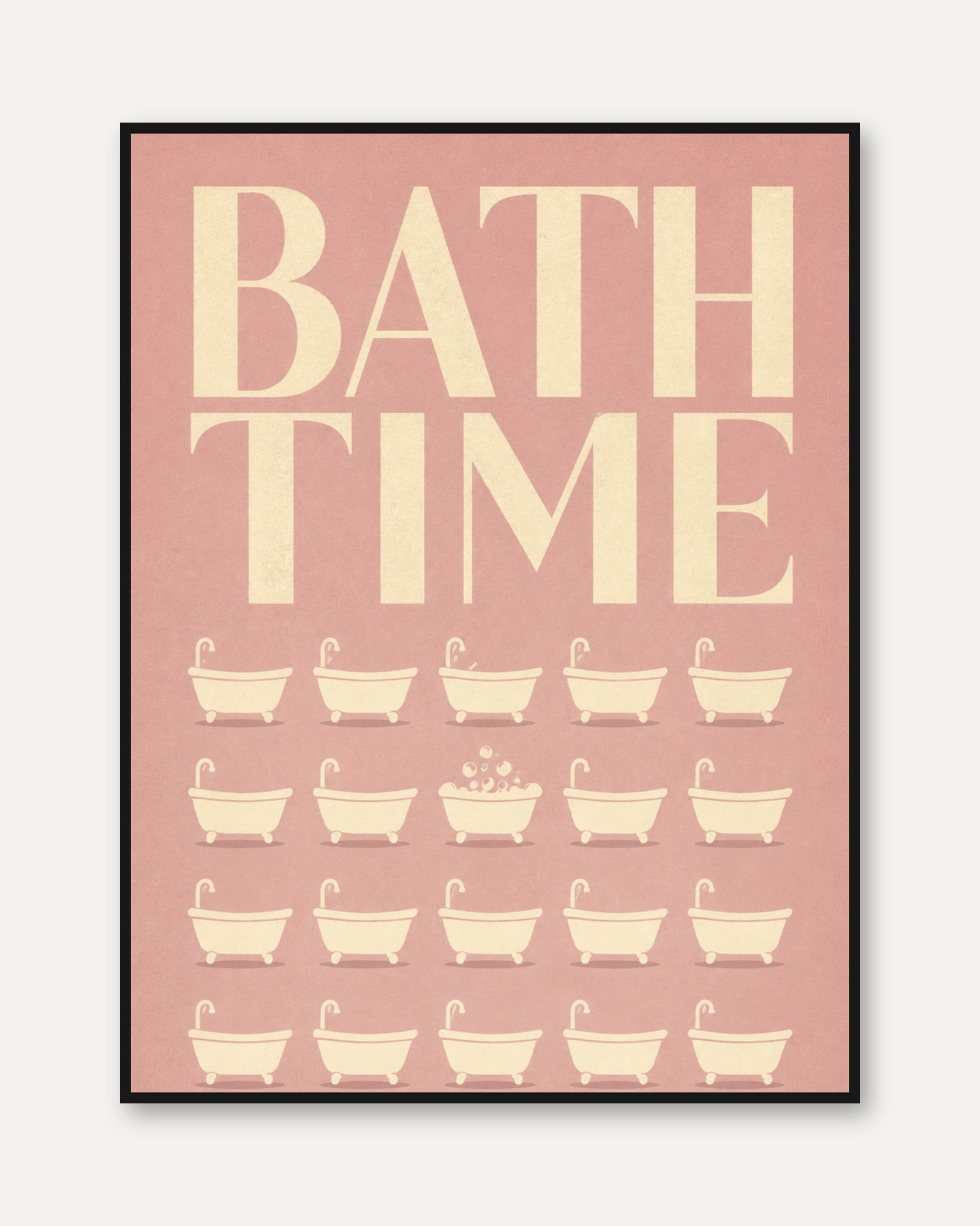 Bathroom Wall Art: Retro Bath Time Print - framed