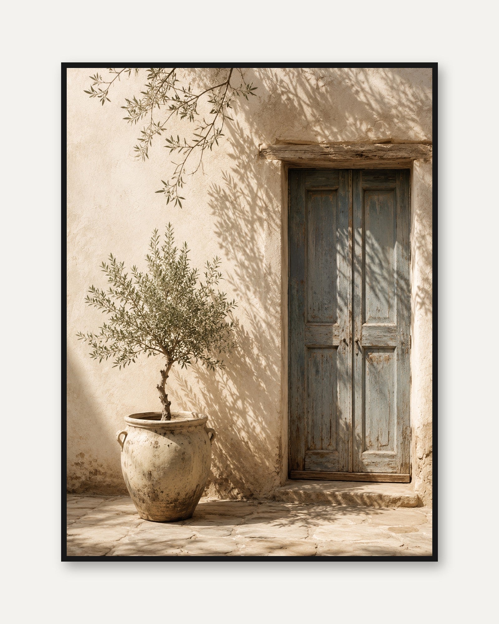 Mediterranean Door Print – Rustic Olive Tree - framed