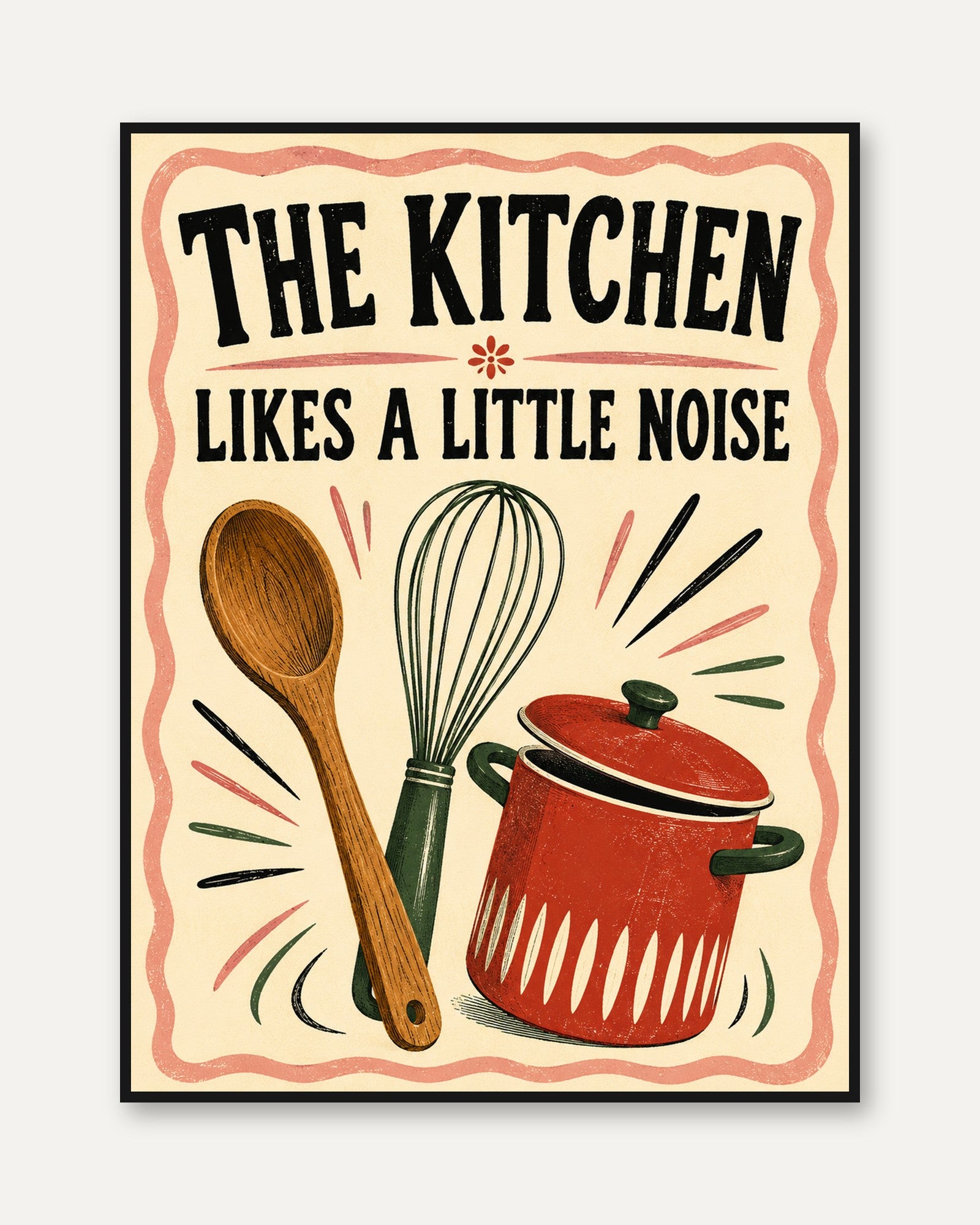 Retro Kitchen Print – Funny Cooking Quote - framed