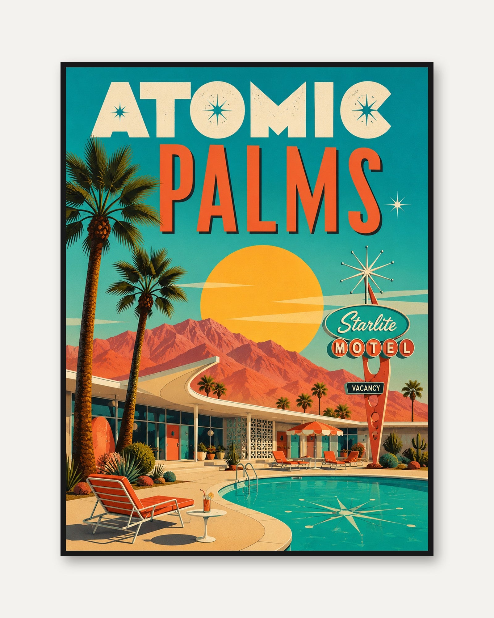 Mid Century Modern Poster – Retro Travel Print - framed