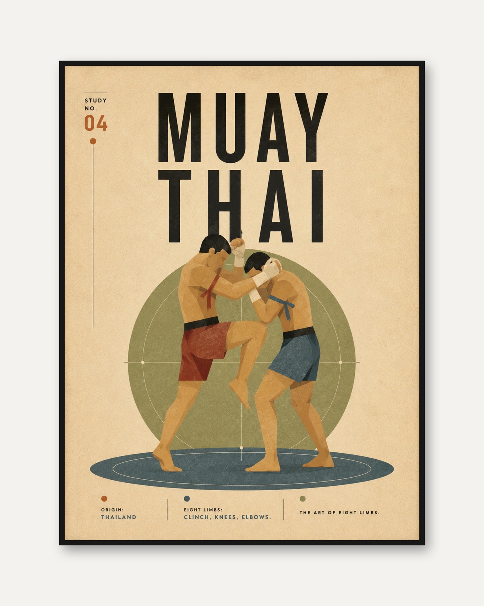 Muay Thai Vintage Poster: Retro Martial Arts Wall Art - framed