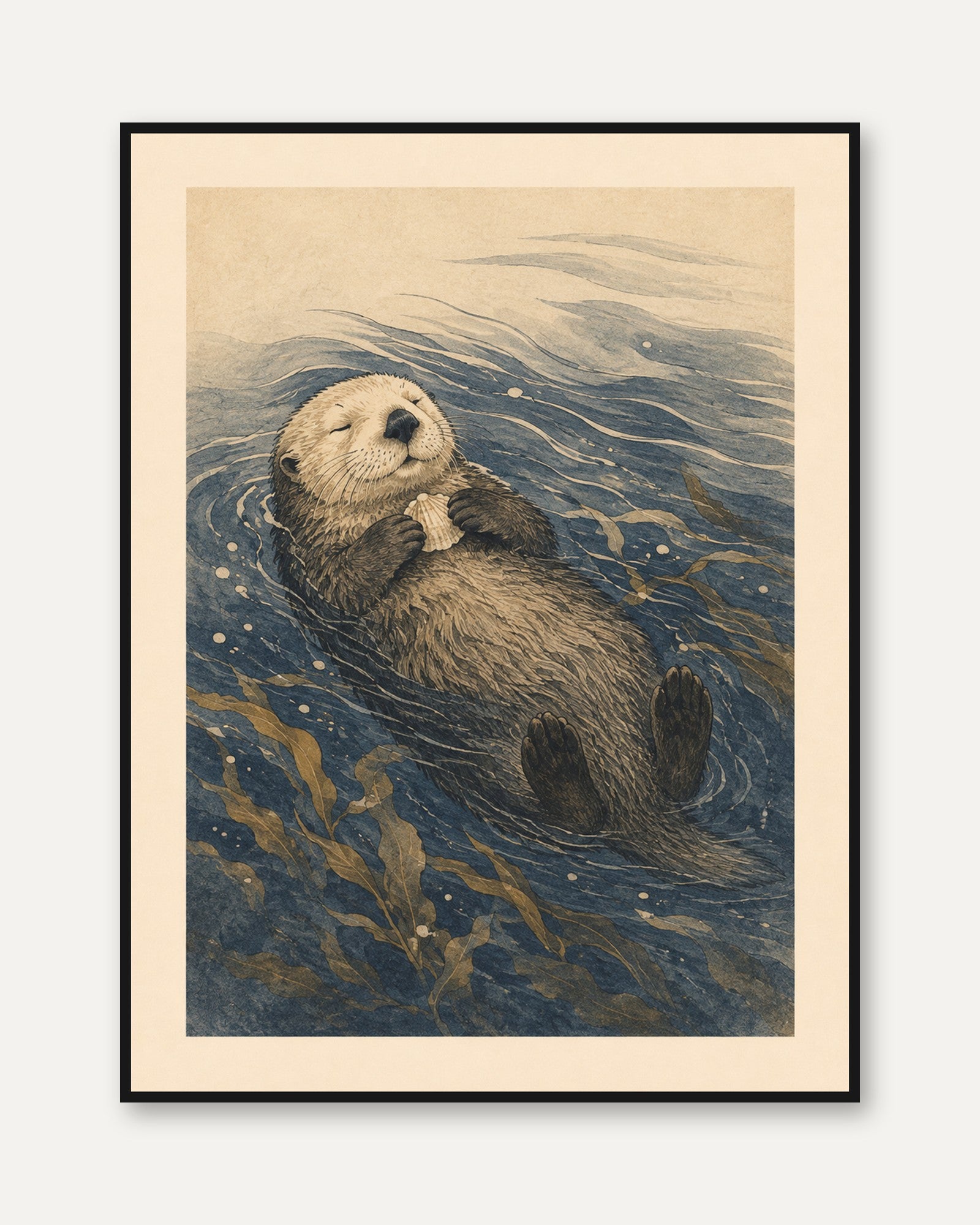 Sea Otter Wall Art – Marine Animal Print - framed