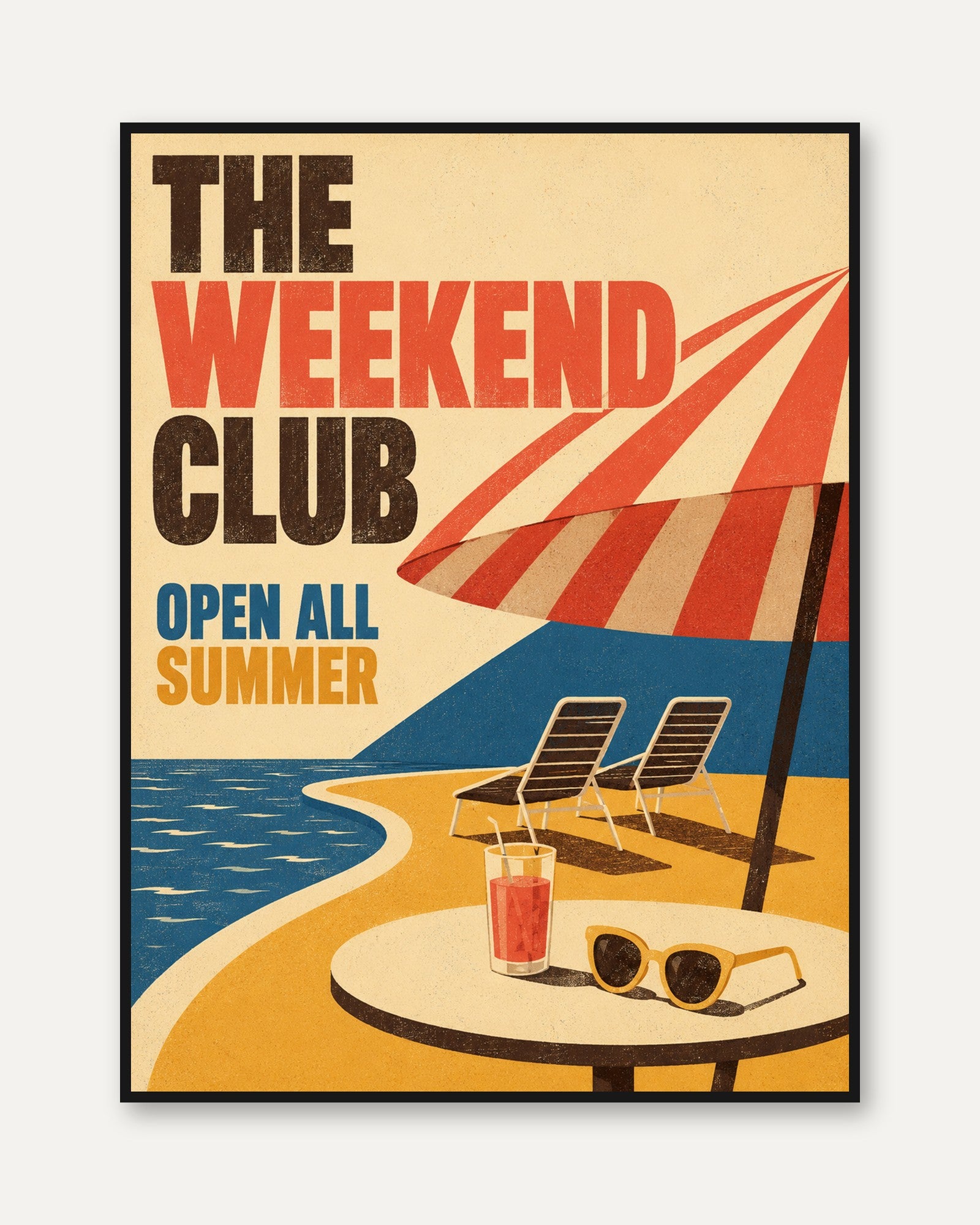 Retro Beach Poster – Summer Wall Art - framed