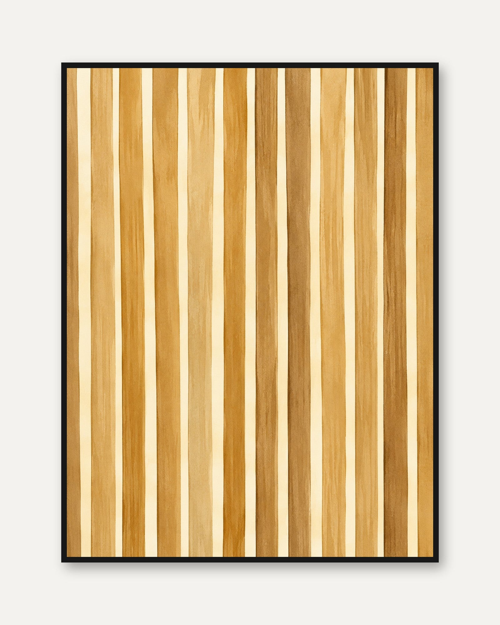 Warm Timber Stripes Wall Art: Natural Wood Grain Pattern - framed