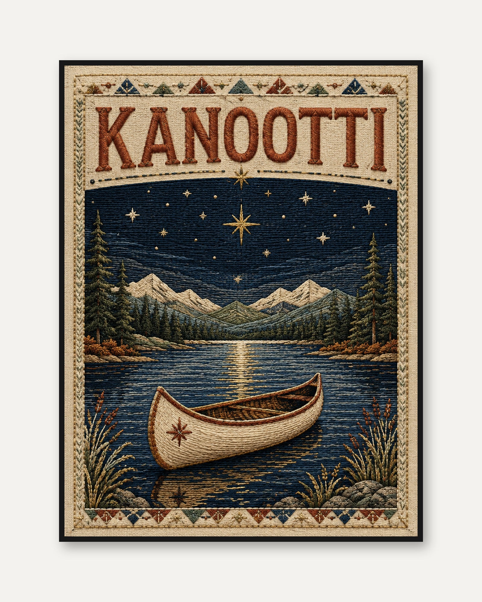Canoe Vintage Poster – Lake House Wall Art - framed