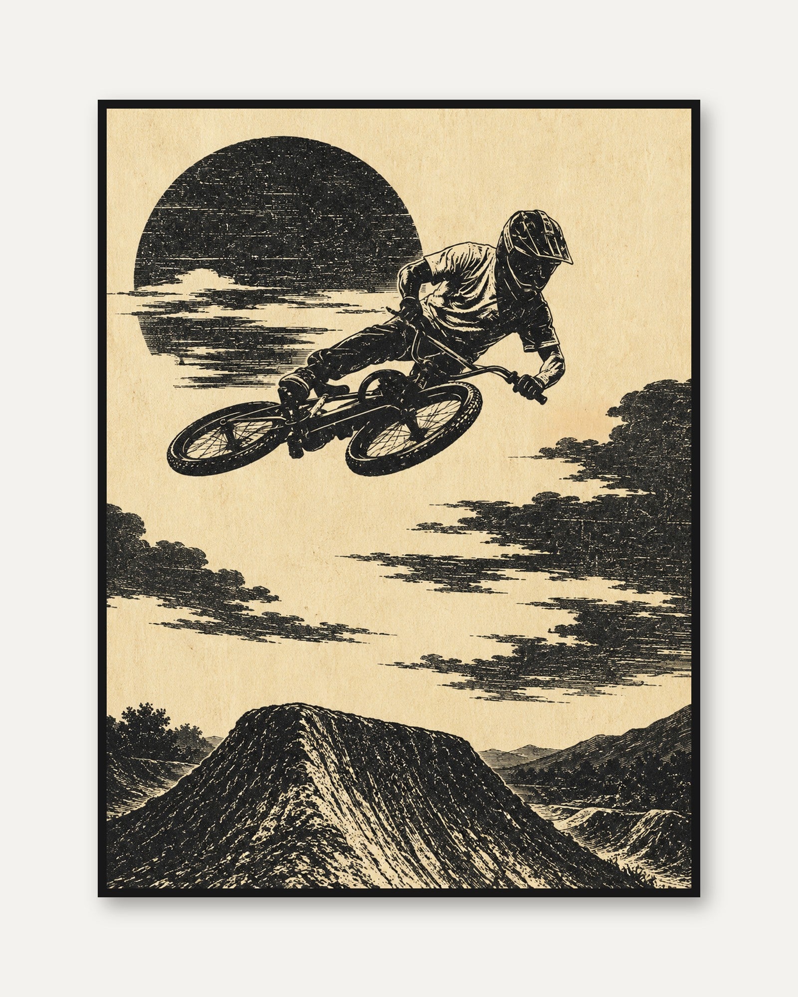 BMX Wall Art – Mountain Bike Jump Print - framed