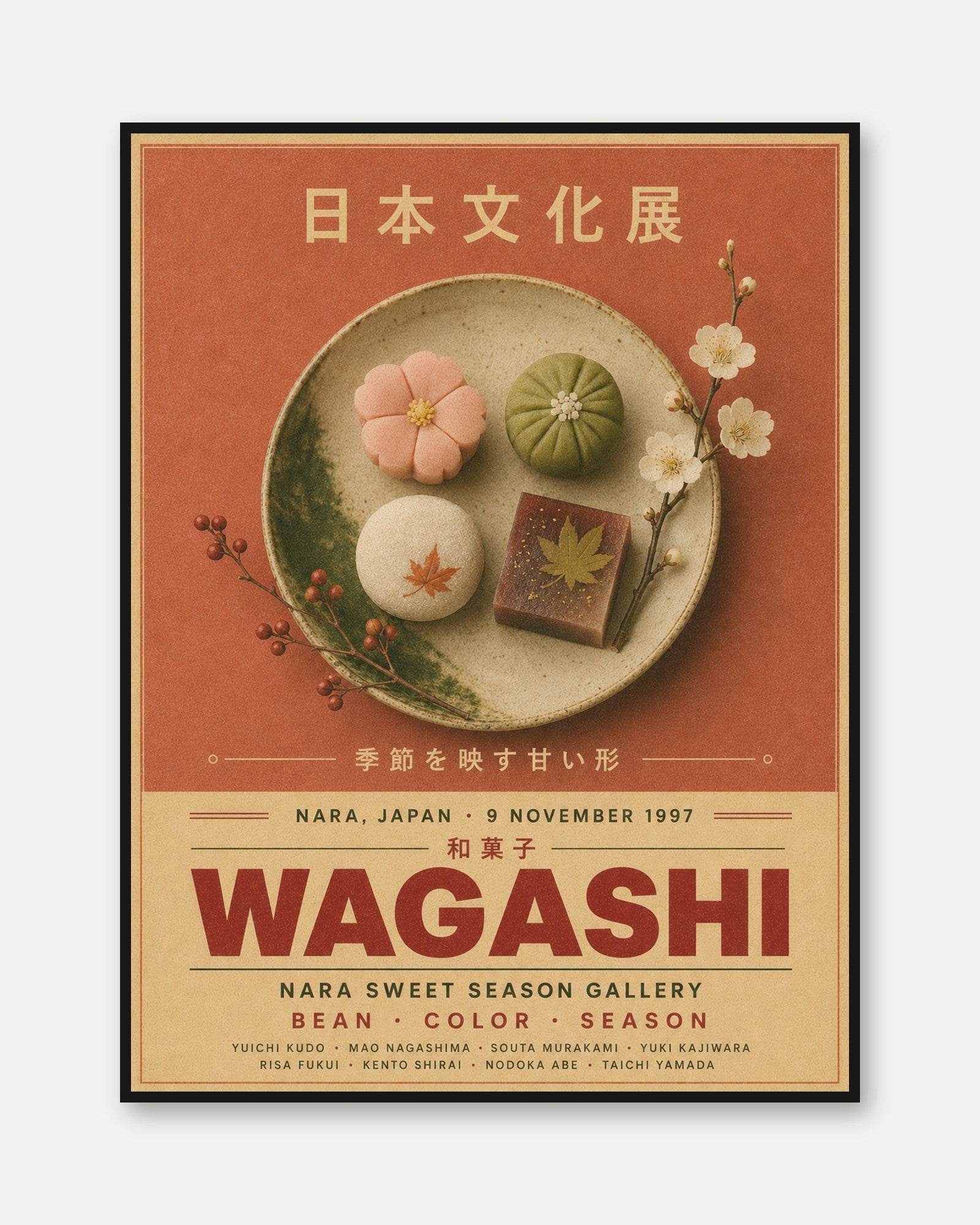 Japanese Food Poster – Wagashi Print - framed