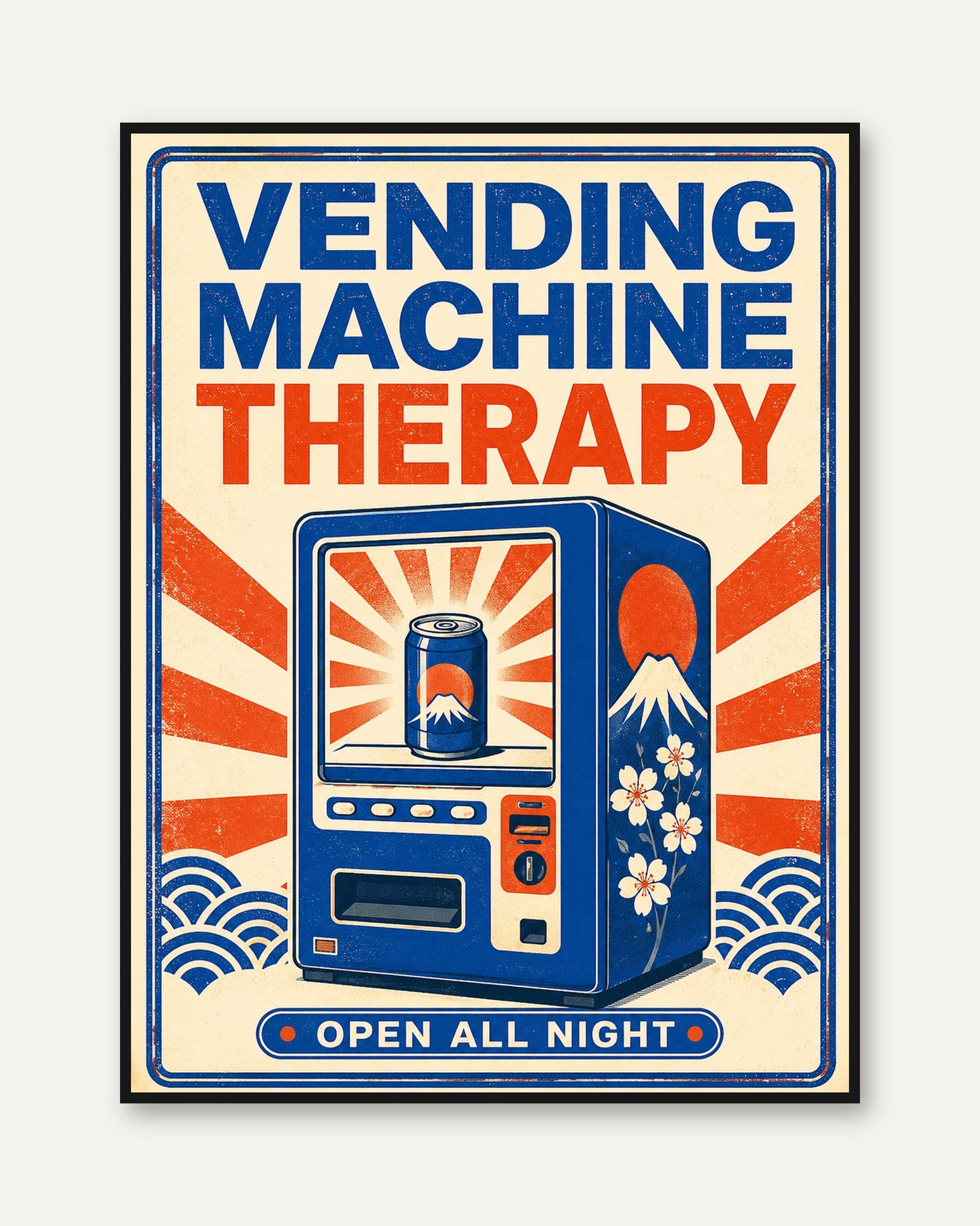 Vending Machine Wall Art – Retro Japanese Poster - framed