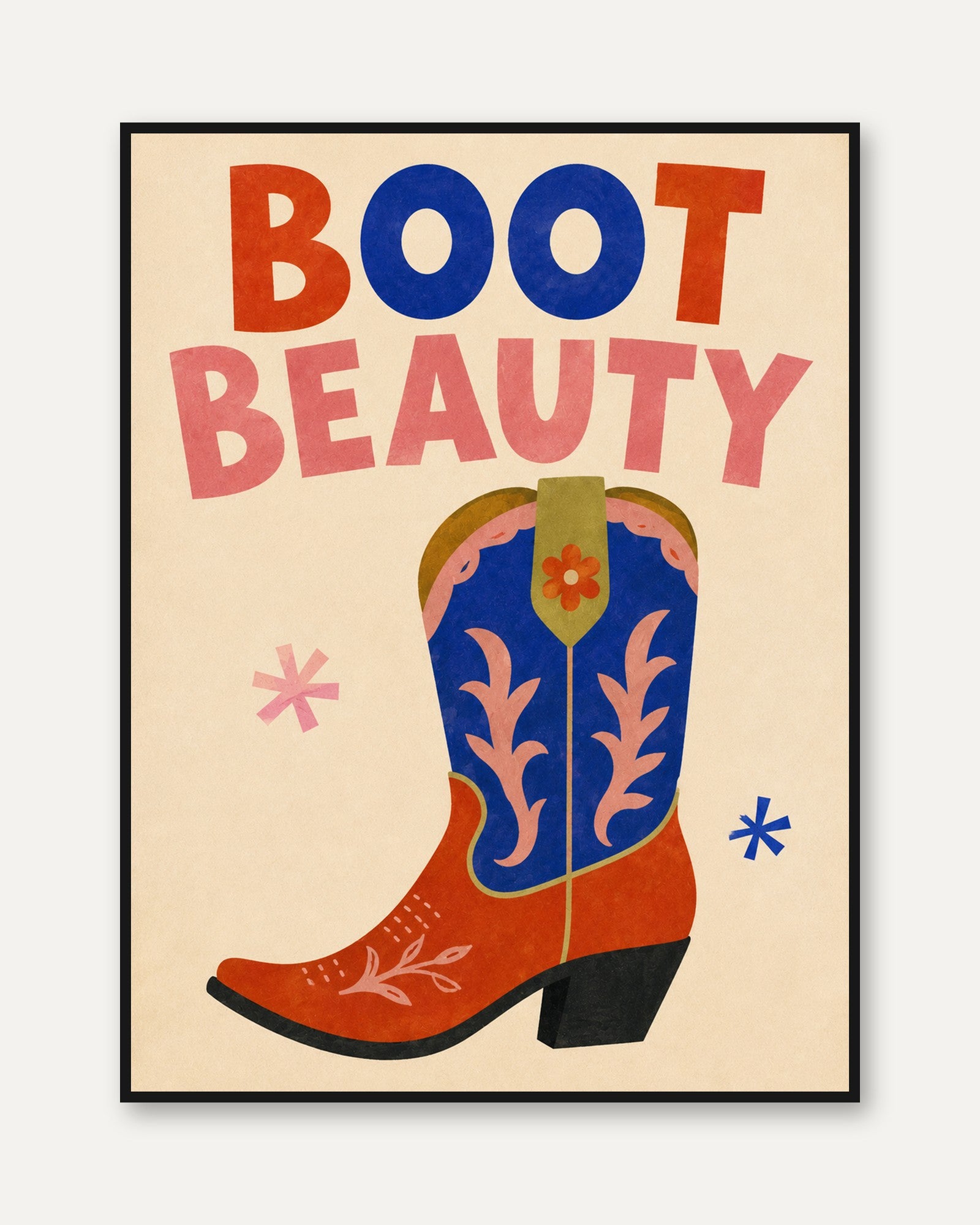 Western Typography Print – Cowgirl Boot Wall Art - framed