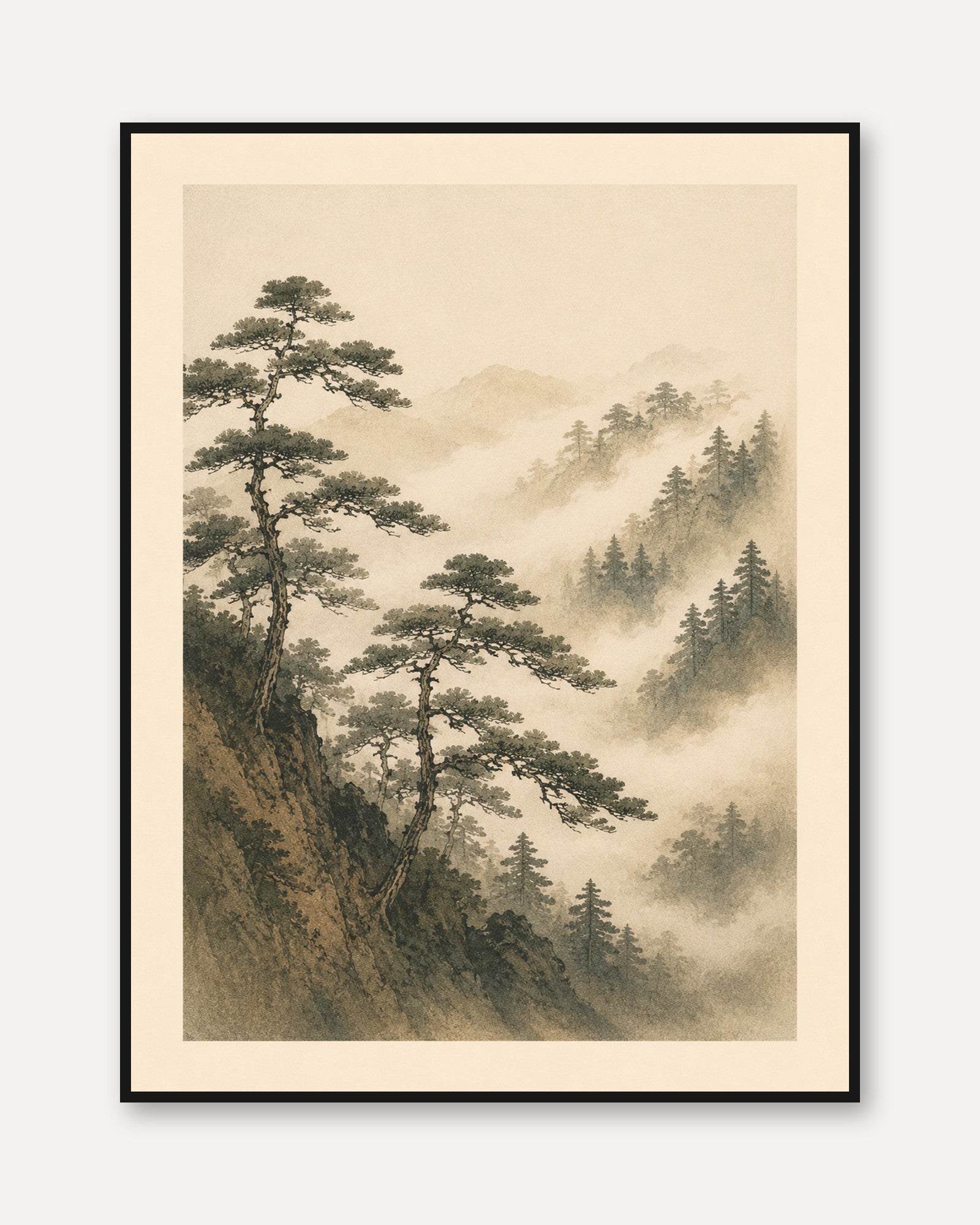 Japanese Mountain Wall Art - framed