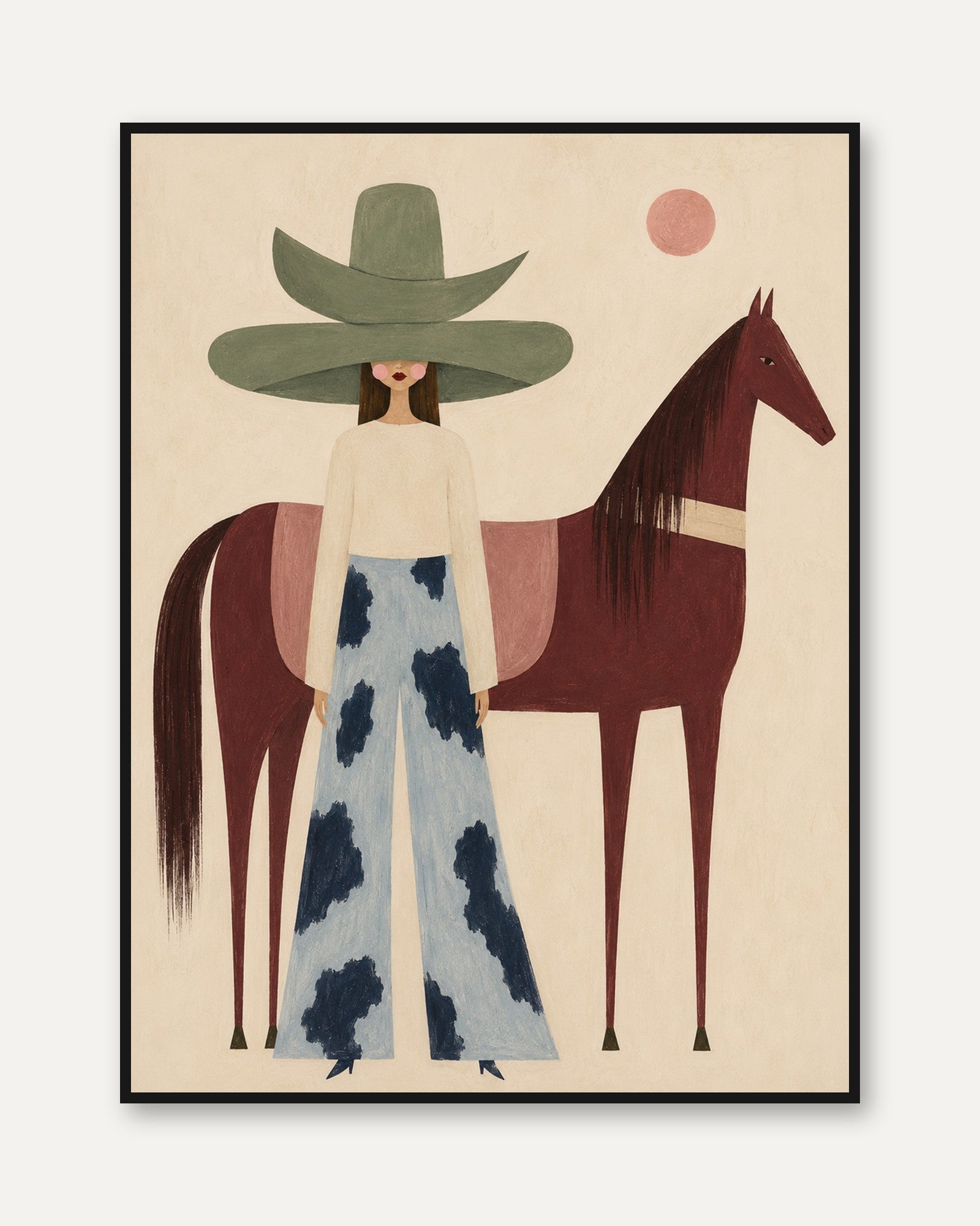 Woman and Horse Wall Art - framed