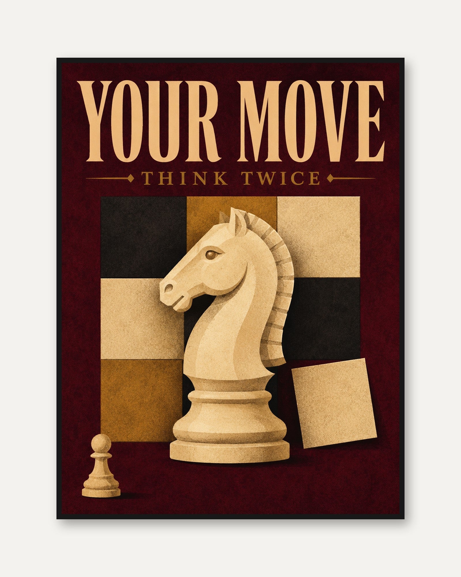Chess Wall Art – Your Move Think Twice Print - framed