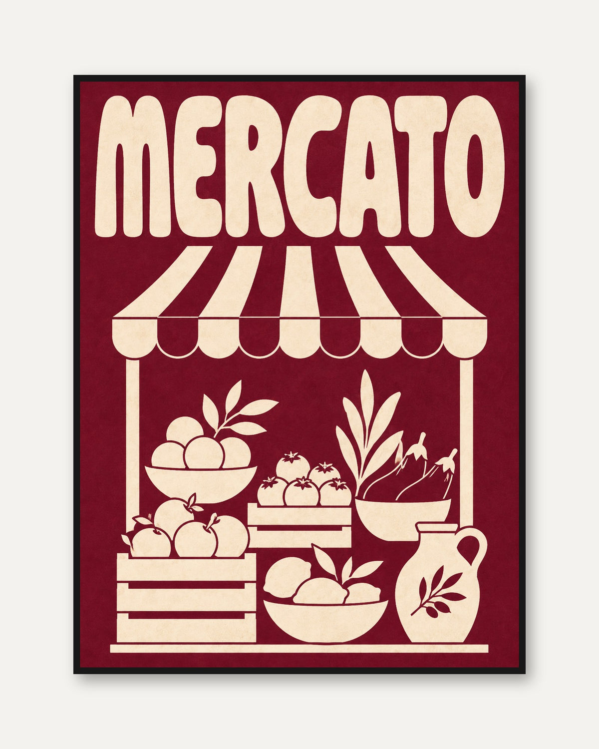 Mercato Market Stall Print - framed