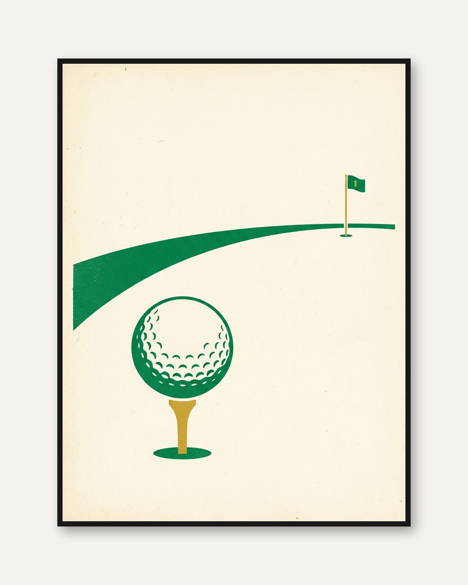 Golf Course Minimalist Poster: Green and Cream Vintage Design - framed