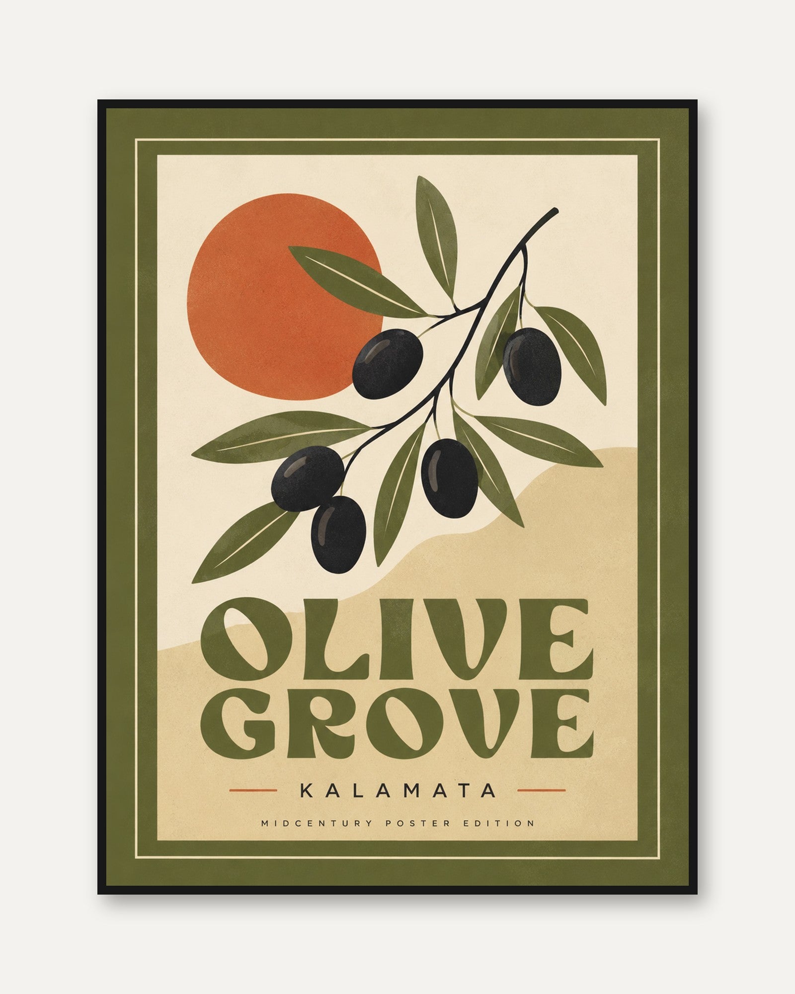 Mediterranean Olive Grove Poster - framed